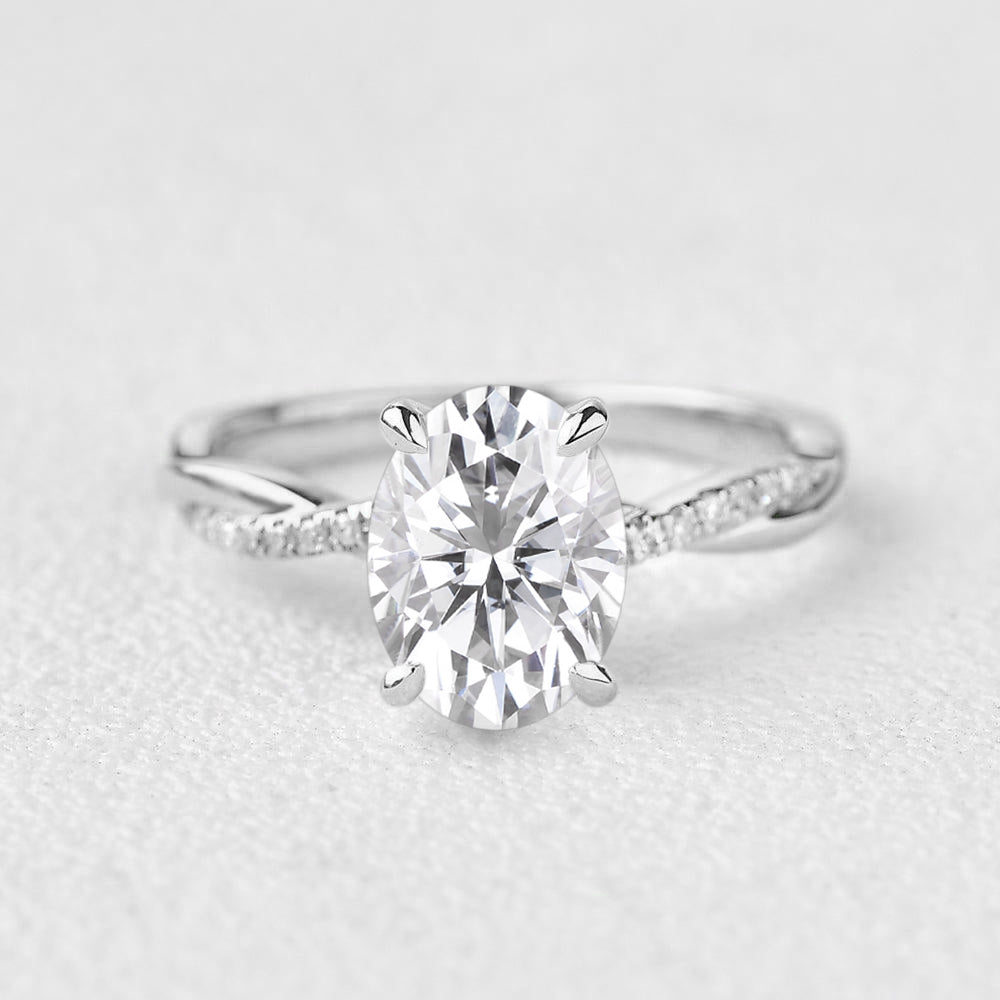 1.5ct Oval Moissanite Infinity Solitaire Ring - 14K White Gold Wedding Engagement Ring for Women - Perfect for Proposals, Anniversaries & Special Occasions