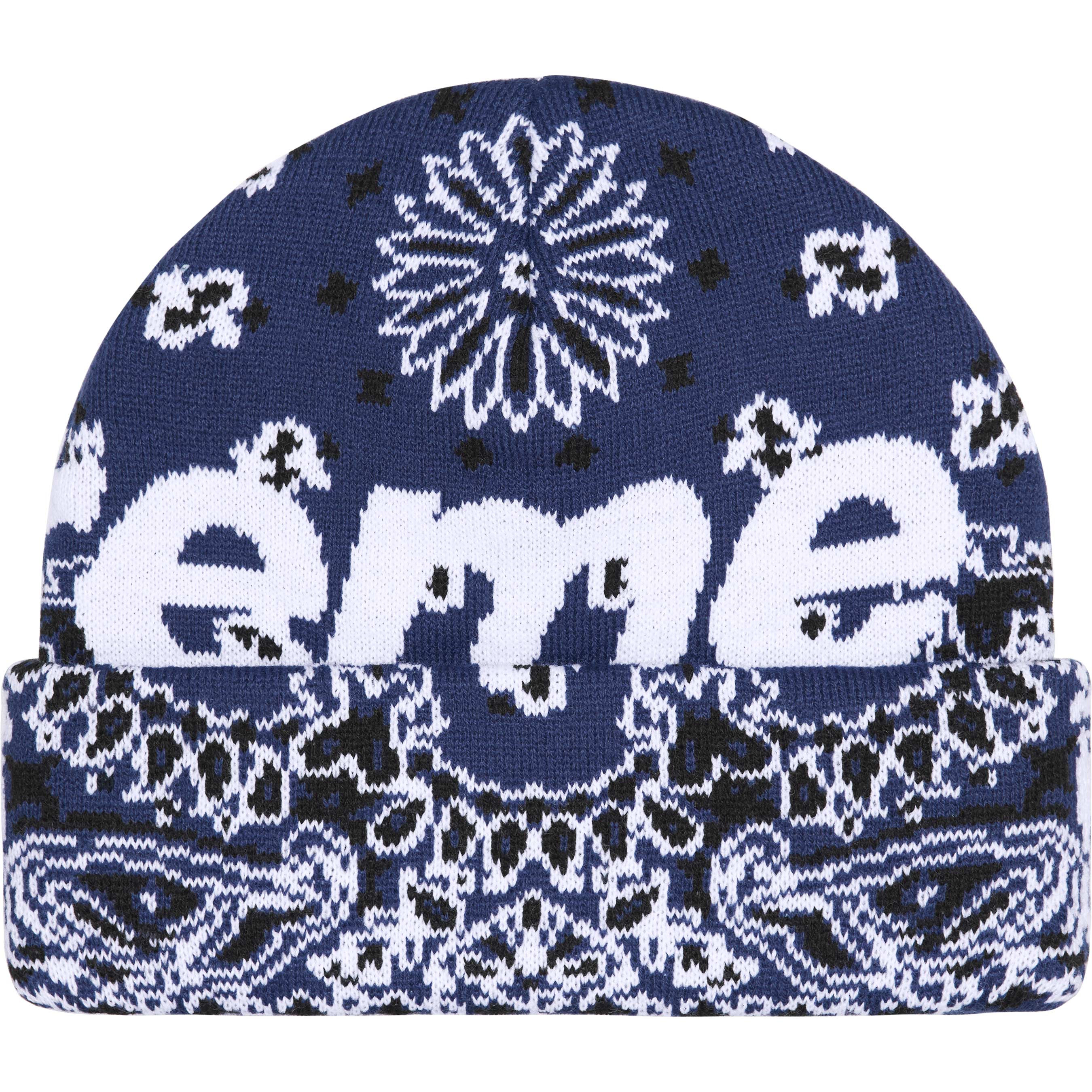 Supreme Big Logo Beanie - Navy Blue Bandana Design - Warm Winter Skull Cap for Men & Women - Perfect for Skiing, Snowboarding & Streetwear Fashion