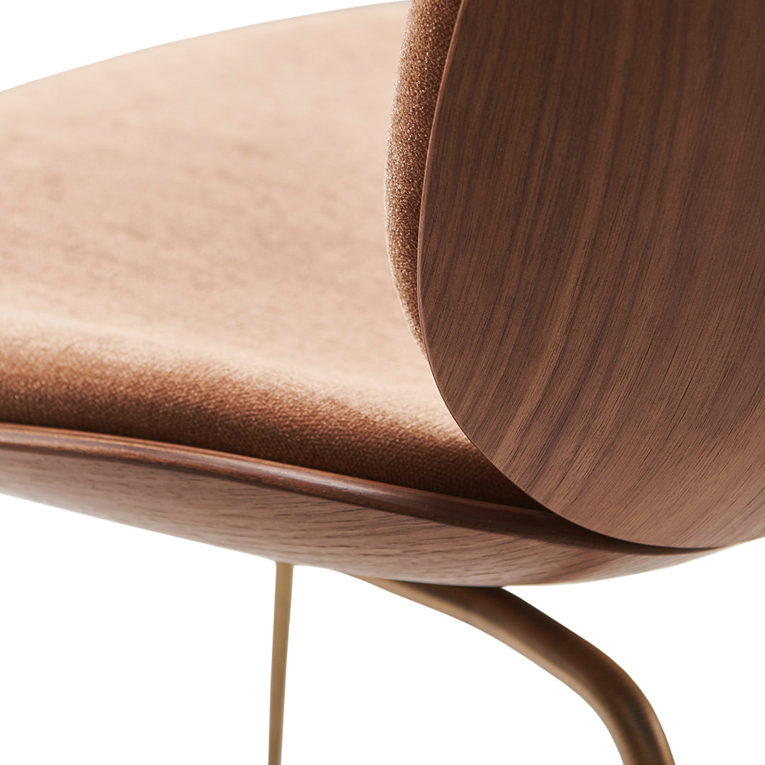 Modern Beetle Dining Chair with Upholstered Front & 3D Veneer Shell - Conical Base for Kitchen, Dining Room, or Office - Comfortable Seating Solution for Home & Commercial Spaces