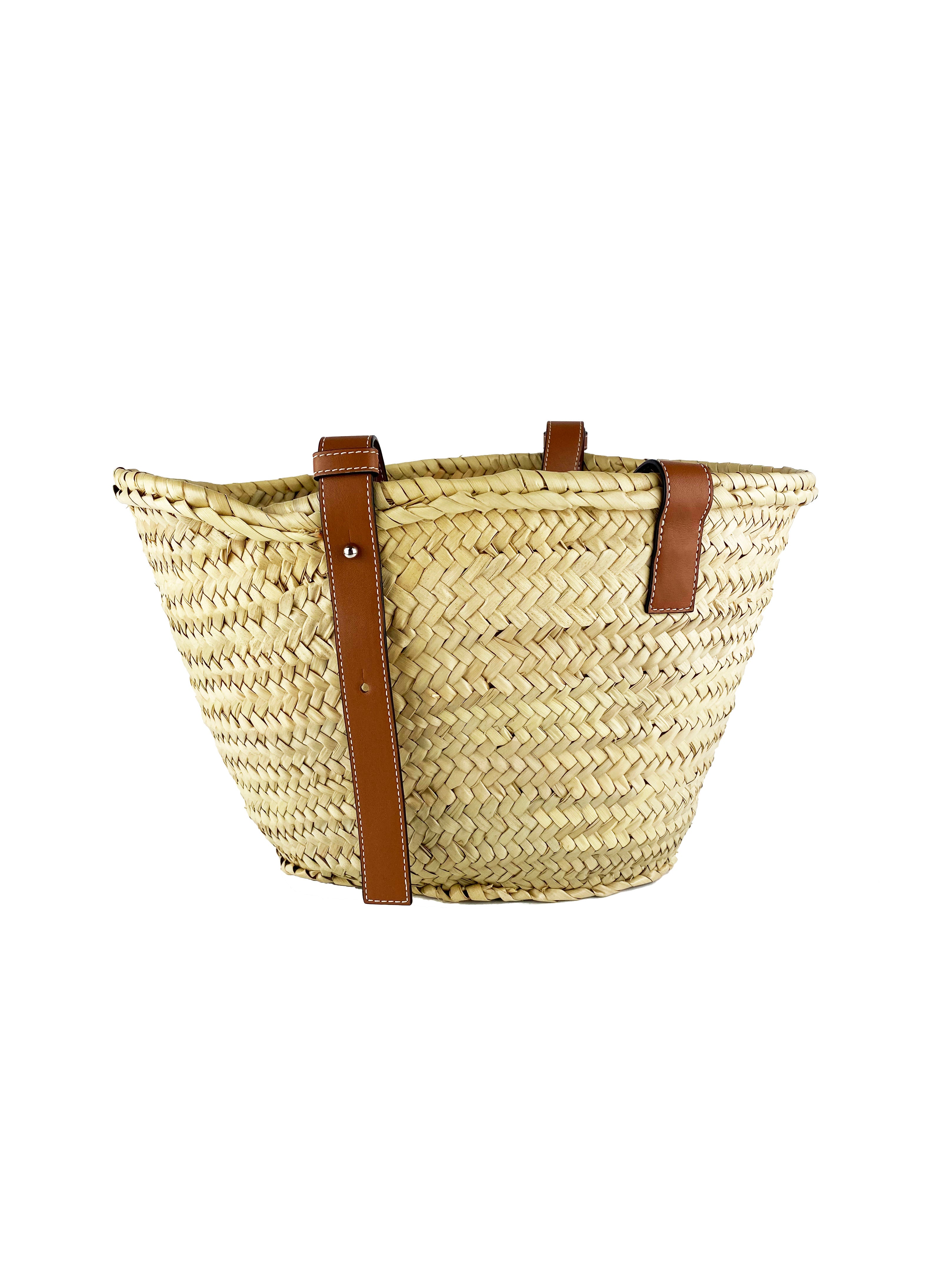 Loewe Palm Leaf Luxury Woven Basket Bag - Stylish Handmade Rattan Tote for Women, Perfect for Beach, Picnic, and Summer Outings