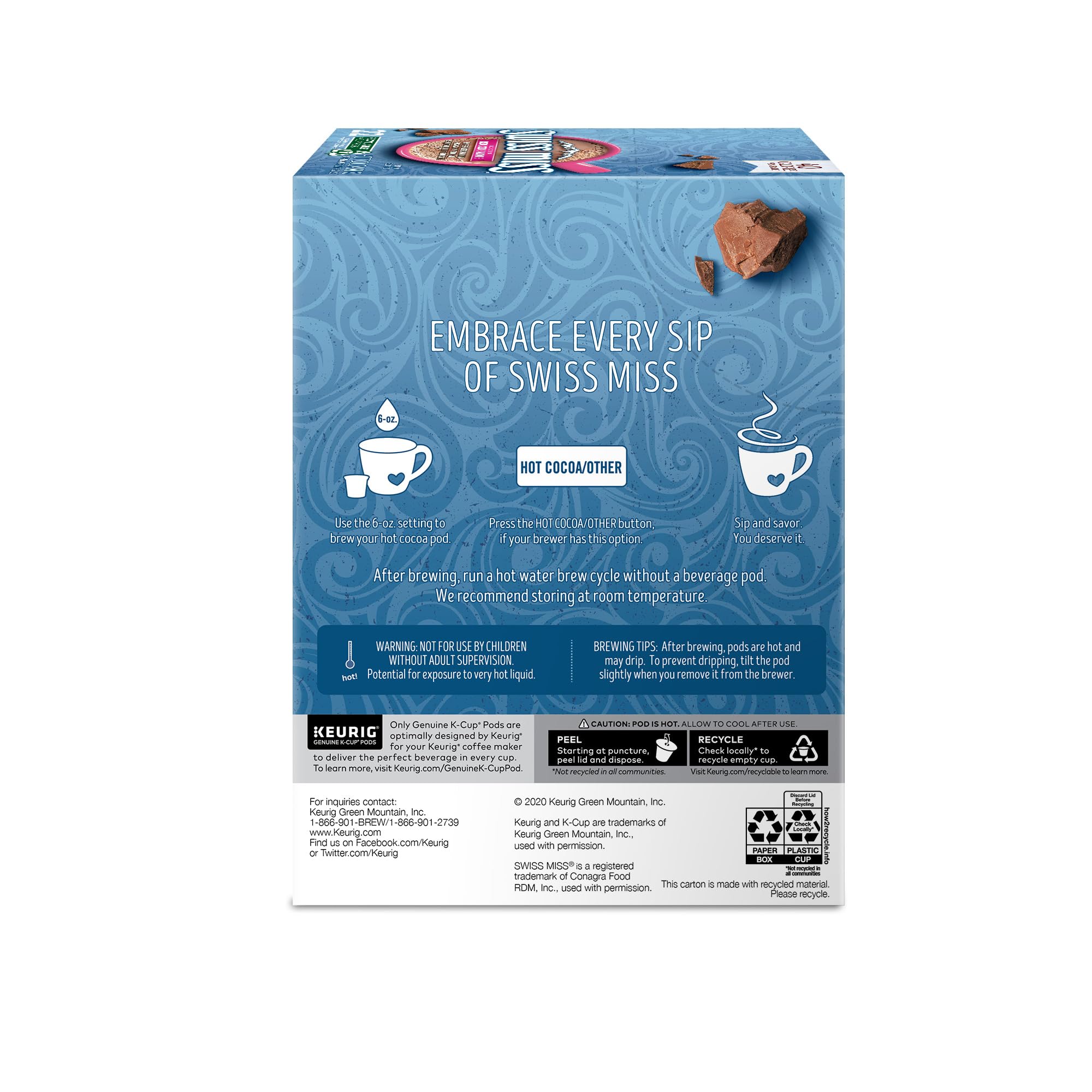 Swiss Miss Sensible Sweets Light Hot Cocoa Mix - Low Calorie Keurig K-Cup Pods (96 Count) - Perfect for Office, Home & Winter Comfort Drinks