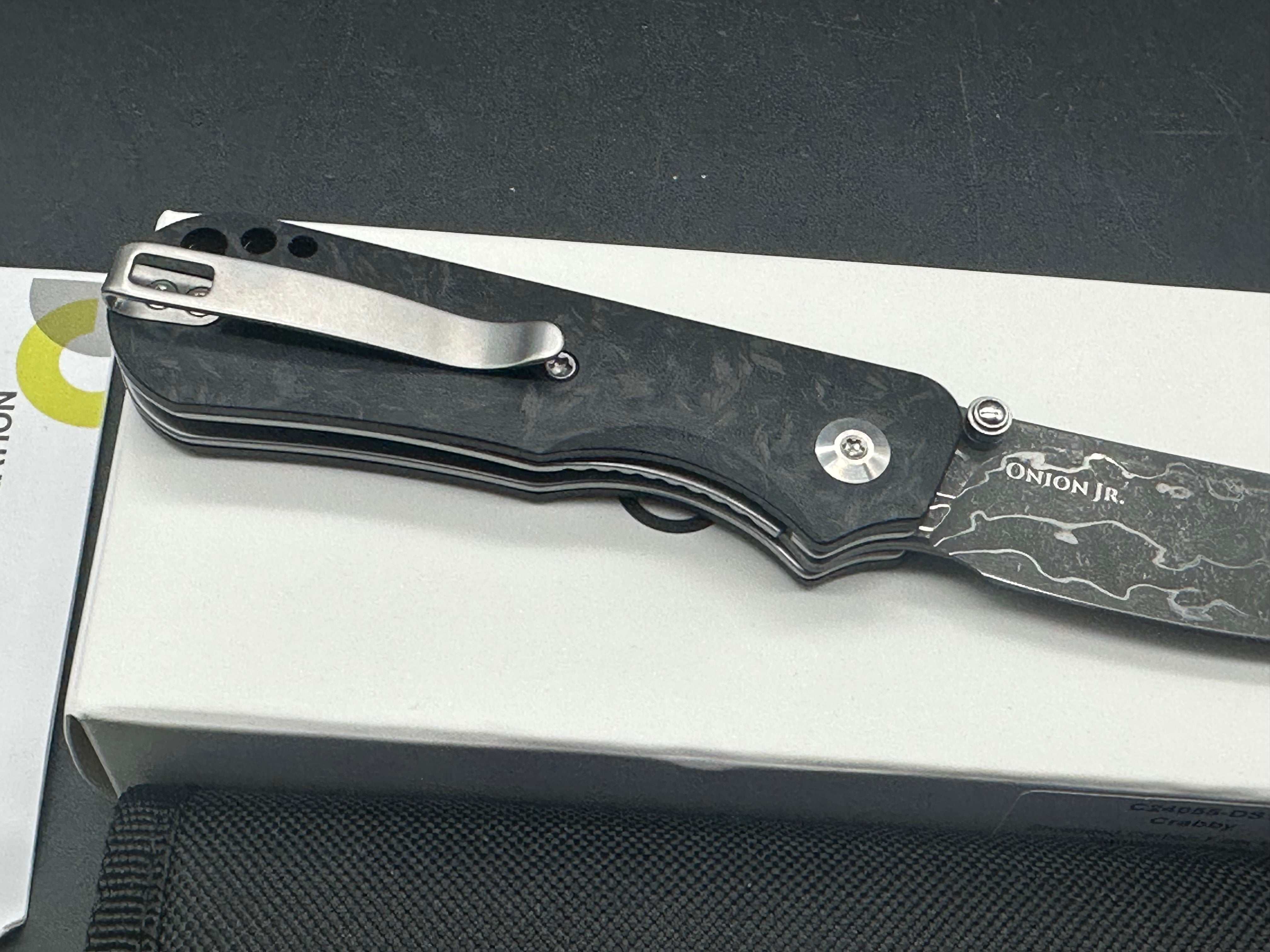 CIVIVI CRABBY Folding Knife - Damascus Steel Blade, Shredded Carbon Fiber Handle - EDC Pocket Knife for Outdoor, Camping & Everyday Carry