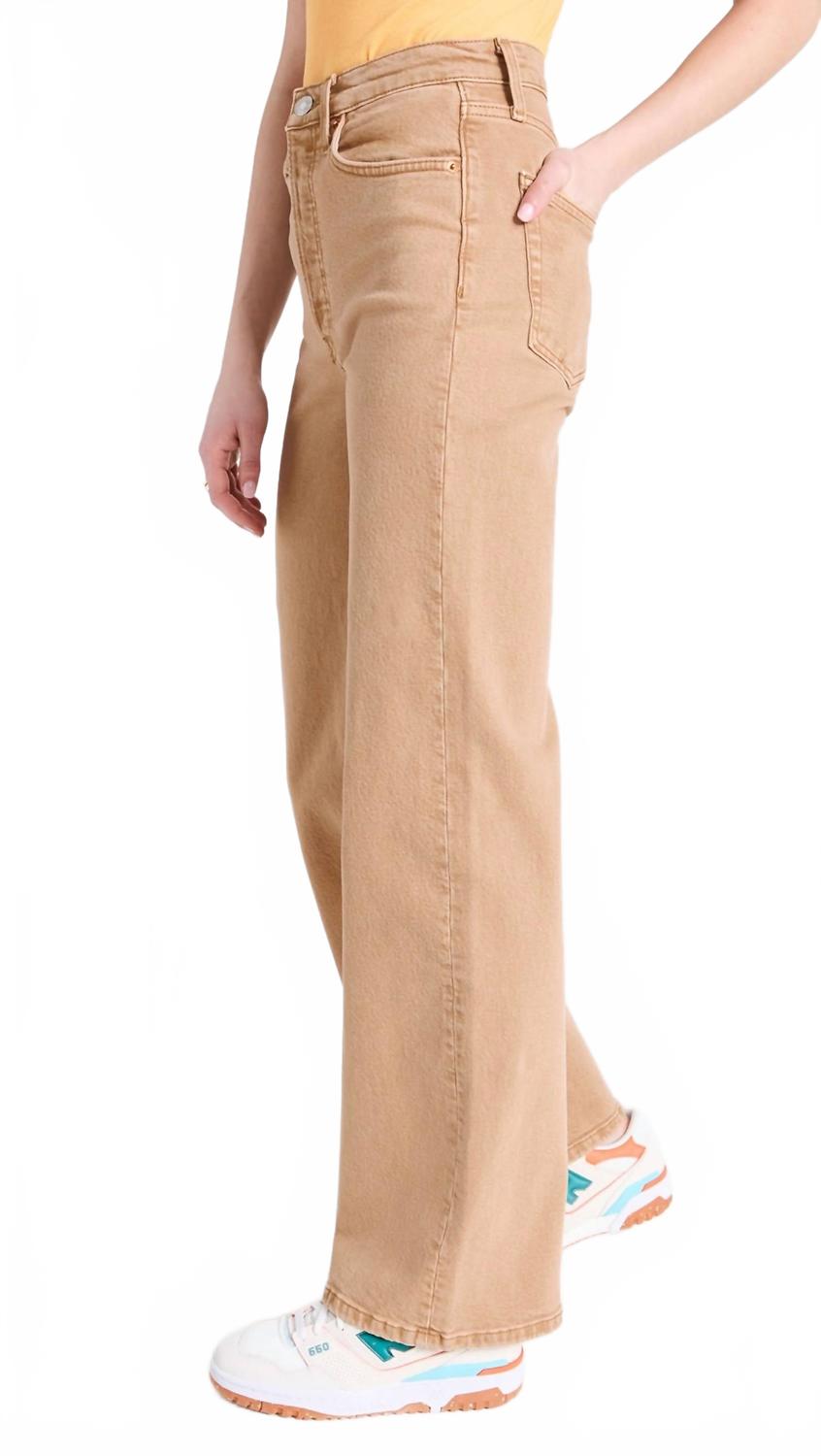 Vintage 70s High Waisted Wide Leg Jeans for Women - Washed Khaki Retro Denim Pants | Casual Outfit, Boho Style, Everyday Wear