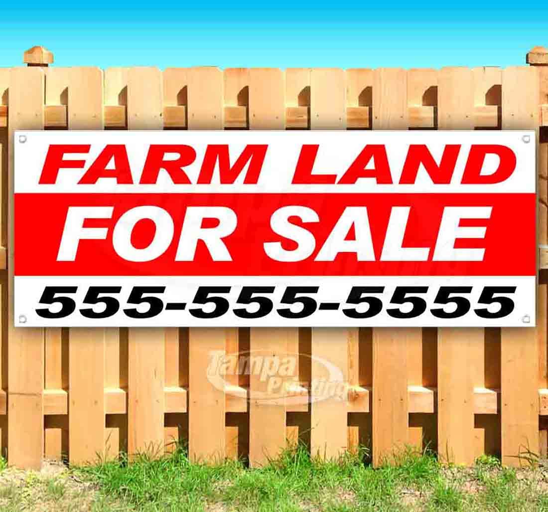Heavy-Duty 13 oz Vinyl Farm Land for Sale Banner with Metal Grommets | Single-Sided, Non-Fabric | Perfect for Real Estate Signs, Agricultural Advertising & Outdoor Property Marketing