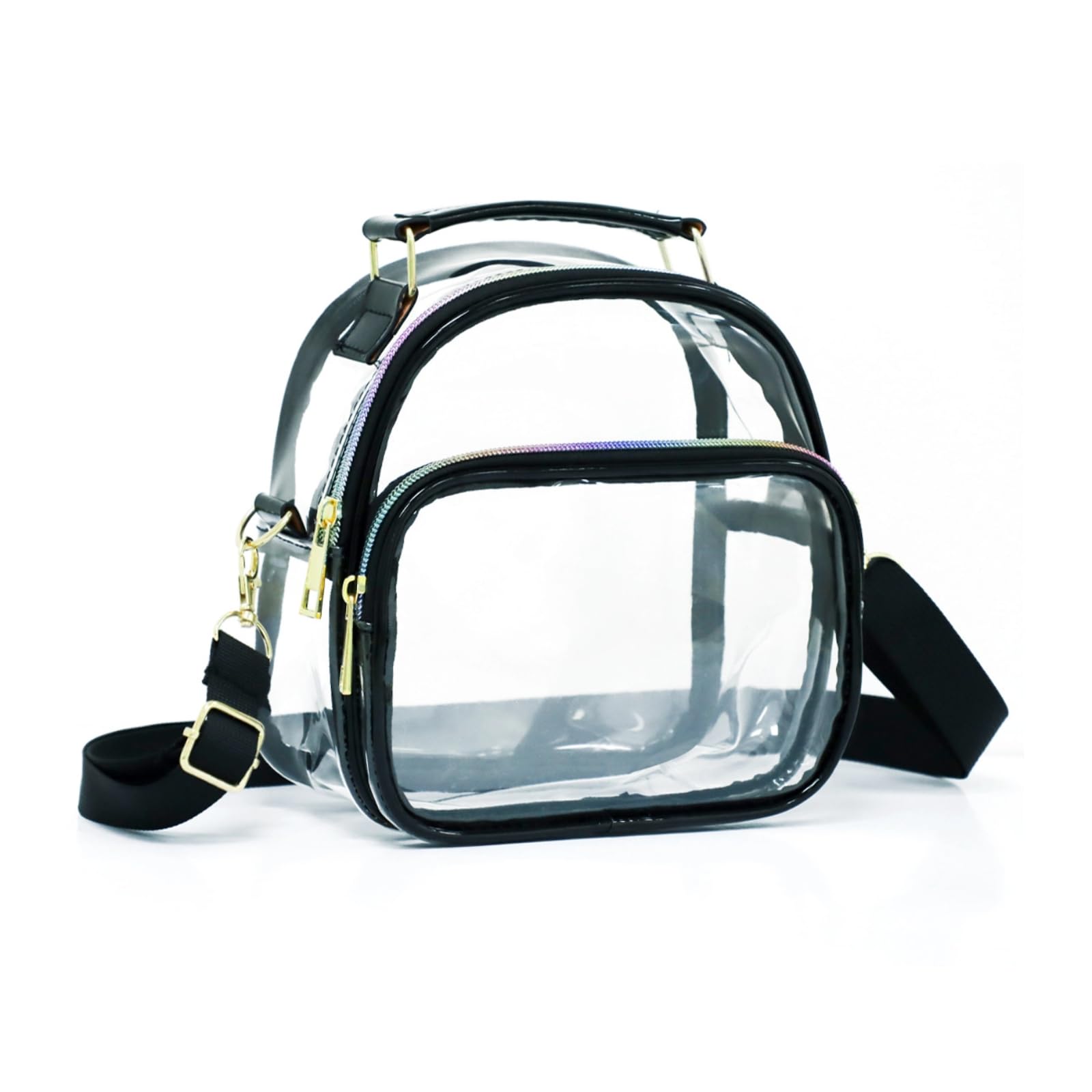 SHLKNKLE Clear Crossbody Bag for Women - Stadium Approved Transparent Shoulder Purse with Adjustable Strap for Concerts, Sports & Events (Black) - Perfect for Music Festivals, Theme Parks & Security Checkpoints