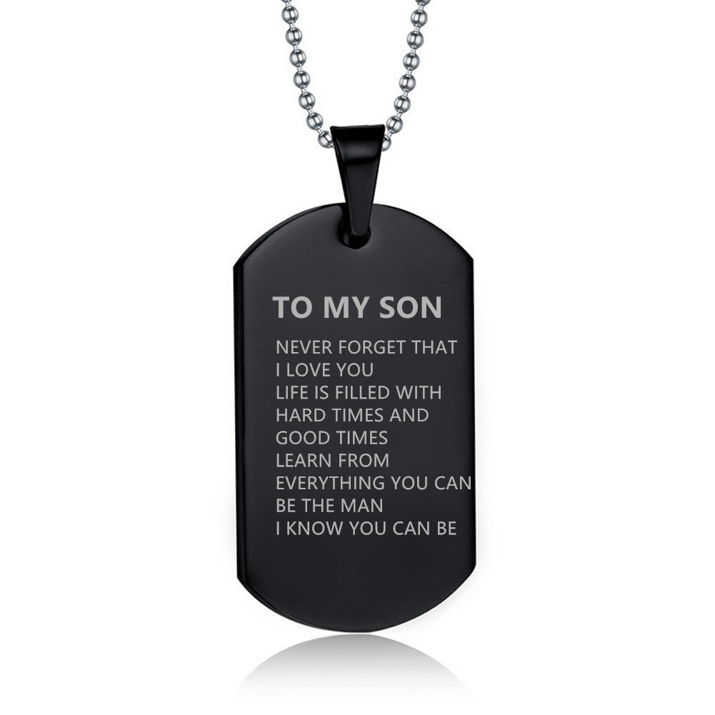 Personalized Stainless Steel Dog Tag Necklace & Silicone Bracelet Set - Custom Engraved Jewelry for Son, Graduation Birthday Gift from Parents - Free Customization - Perfect for Family Keepsakes, Military Appreciation & Special Occasions