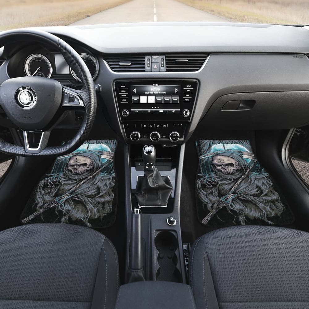 4 Pcs Gothic Skull Car Floor Mats - Non-Slip Rubber Auto Accessories for Halloween, Dark Aesthetic & Car Enthusiasts - Perfect for Sedans, SUVs & Trucks