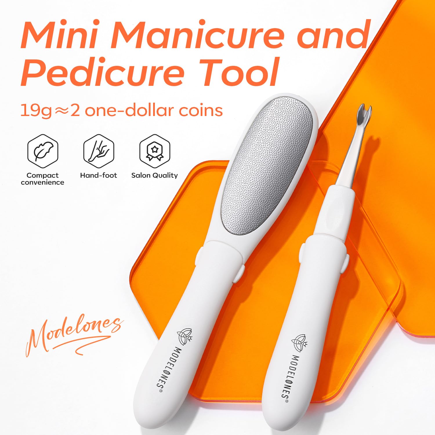 Modelones Mini Foot File Callus Remover - 2-in-1 Pedicure Tool with Double-Sided Foot Rasp & Dead Skin Fork - Safe & Lightweight Foot Sander for Smooth Feet - Perfect for Daily Hand & Foot Care at Home, Salon or Travel