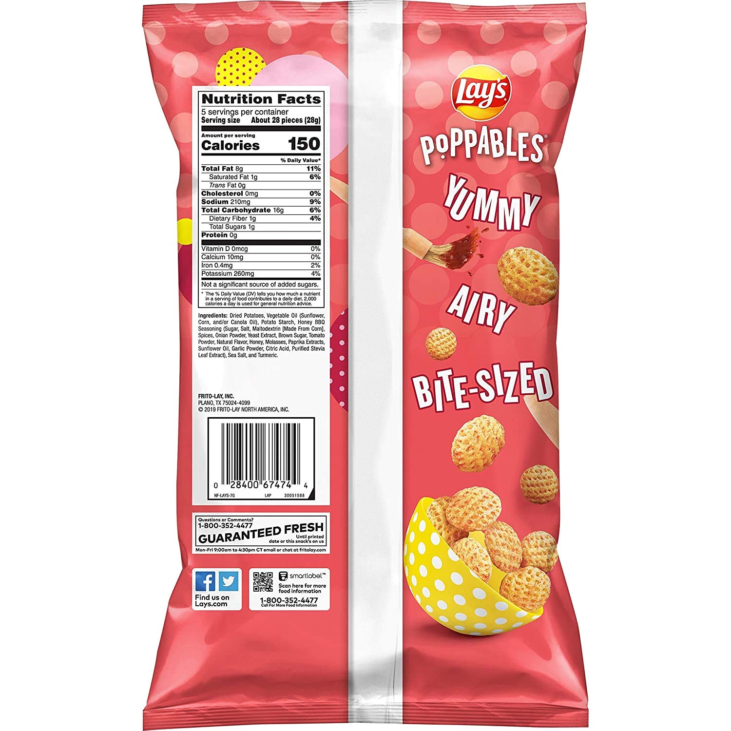 Lay's Poppables Crunchy Potato Snacks - Light & Airy Chips for Parties, Movie Nights & On-the-Go Snacking