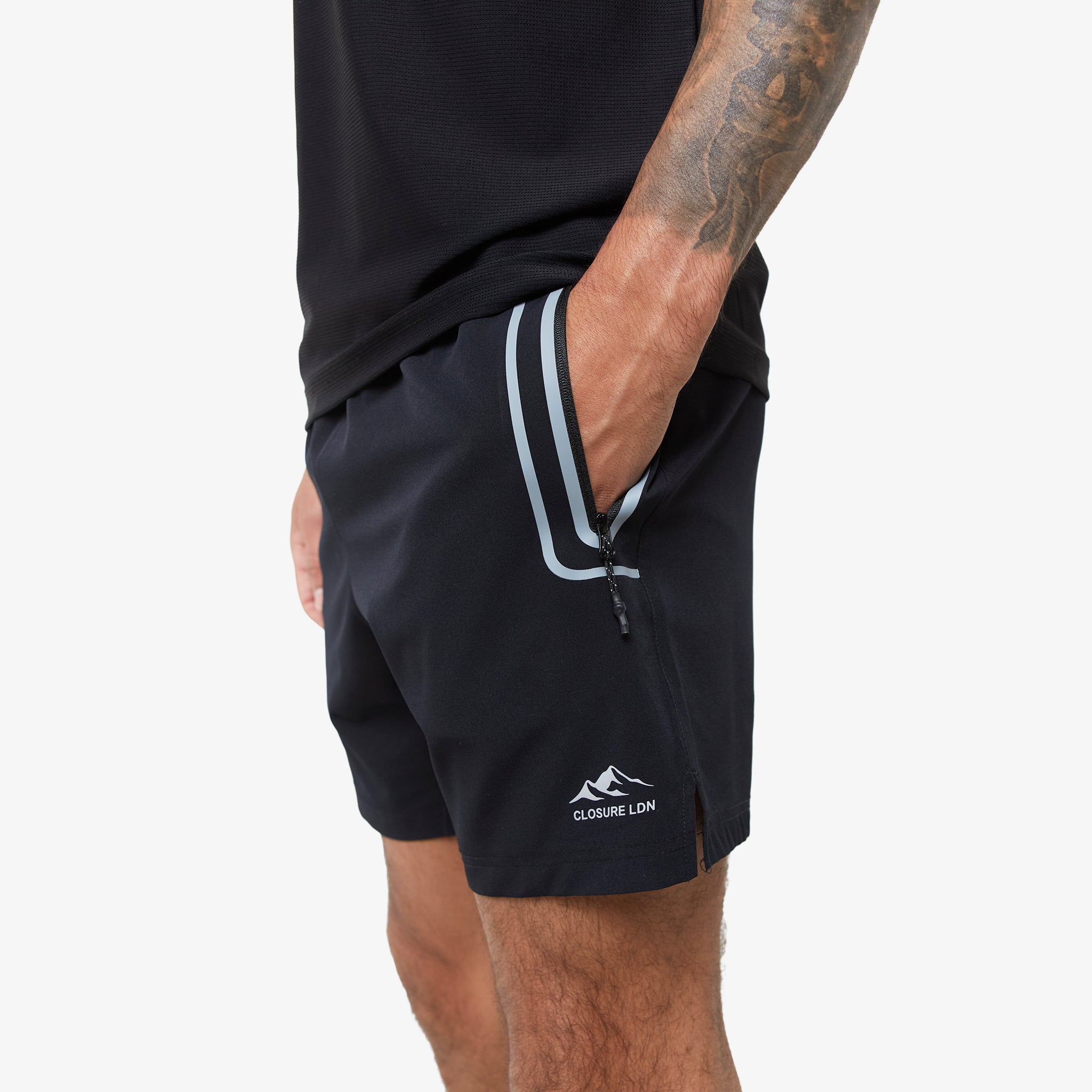 Heat Seal Pocket Shorts for Men - Black Athletic Running Shorts with Secure Storage | Perfect for Gym, Jogging & Outdoor Activities