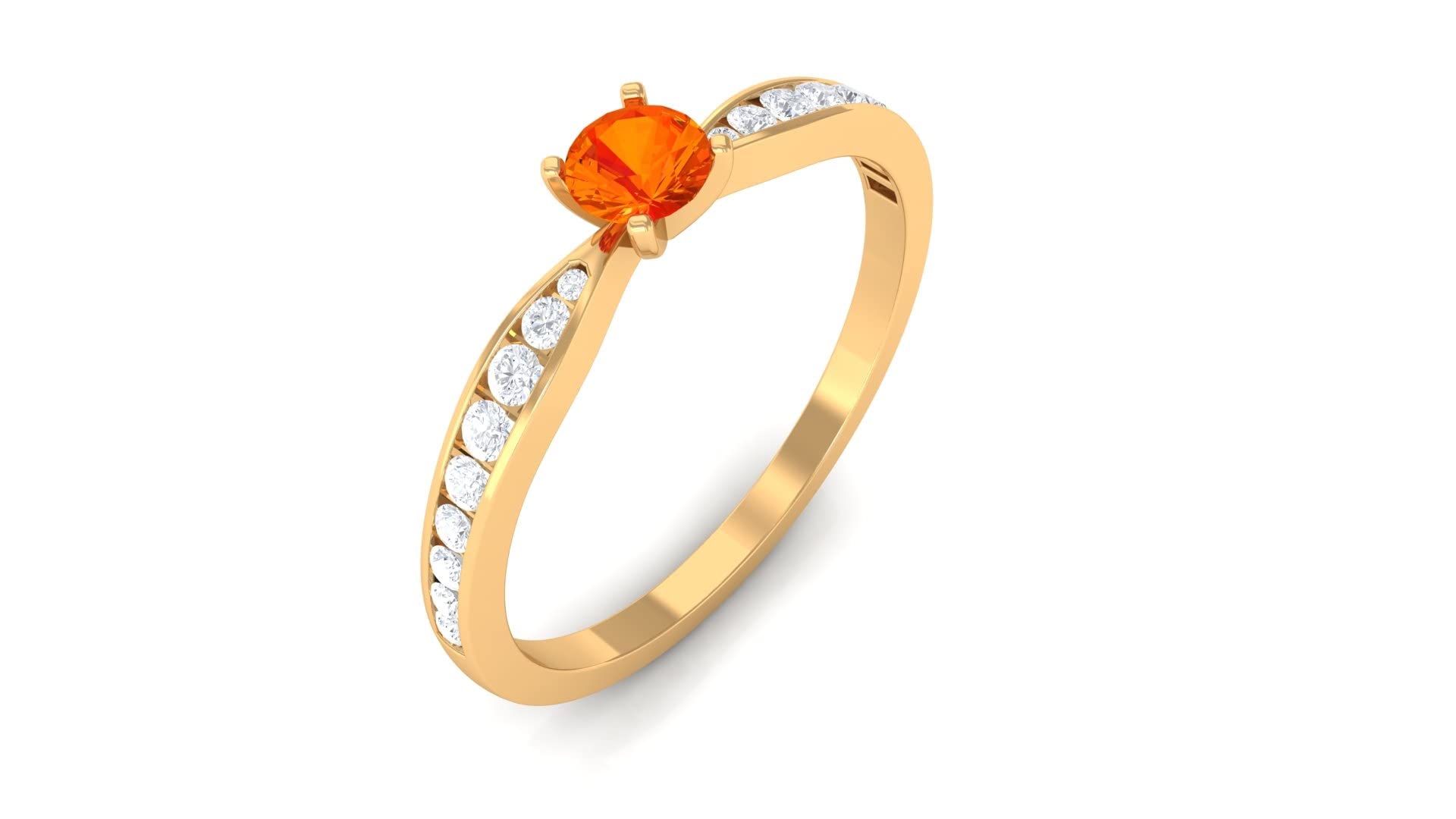 0.50 CT Certified Orange Sapphire & Diamond Ring for Women - 14K Solid Gold Promise Ring, Dainty Orange Sapphire Engagement Jewelry - Perfect for Anniversaries, Proposals & Special Occasions