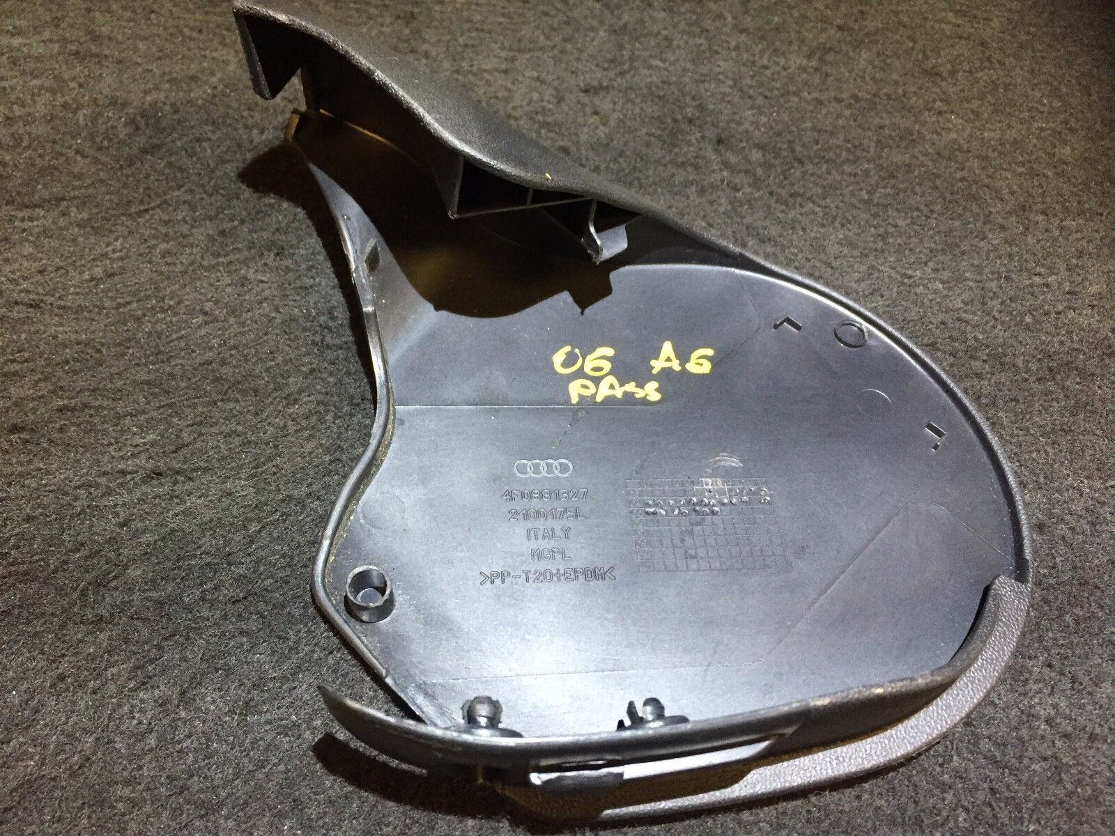 2005-2008 Audi A6 C6 Genuine OEM Left Front Seat Cover Panel (Part# 4F0881327) - Premium Replacement for Car Interior Repair & Customization