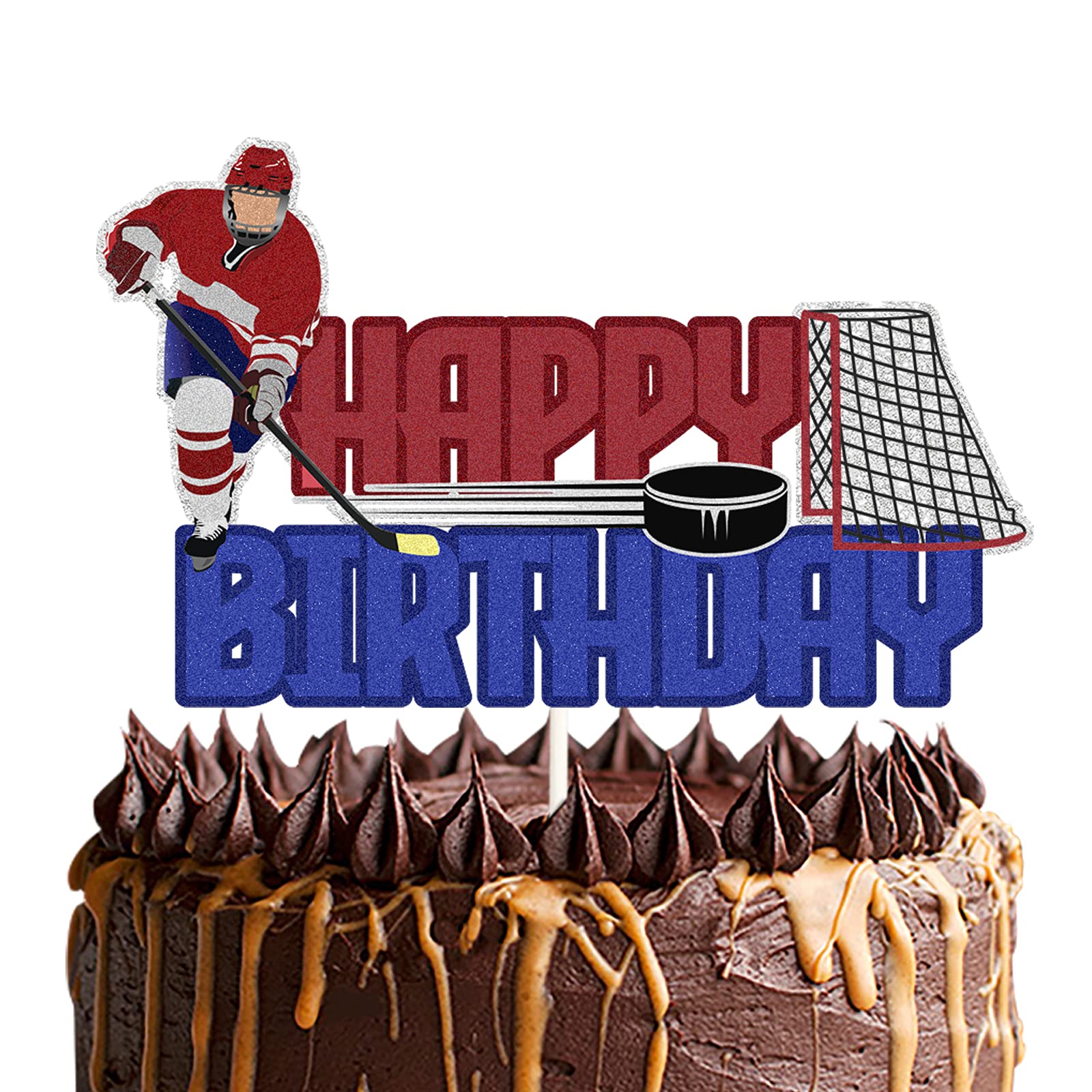 Ice Hockey Cake Topper - Hockey Player Figurines for Birthday, Anniversary & Wedding Cakes - Sport Theme Cake Decoration for Kids, Boys, Girls, Men & Women - Perfect for Hockey Parties, Sports Celebrations and Game Day Desserts