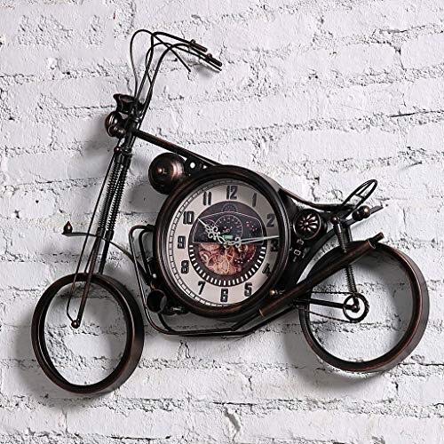 Vintage Motorcycle Wall Clock - 28/23 Inch Retro Wrought Iron Design for Home & Living Room Decor | Perfect for Man Cave, Garage, or Office