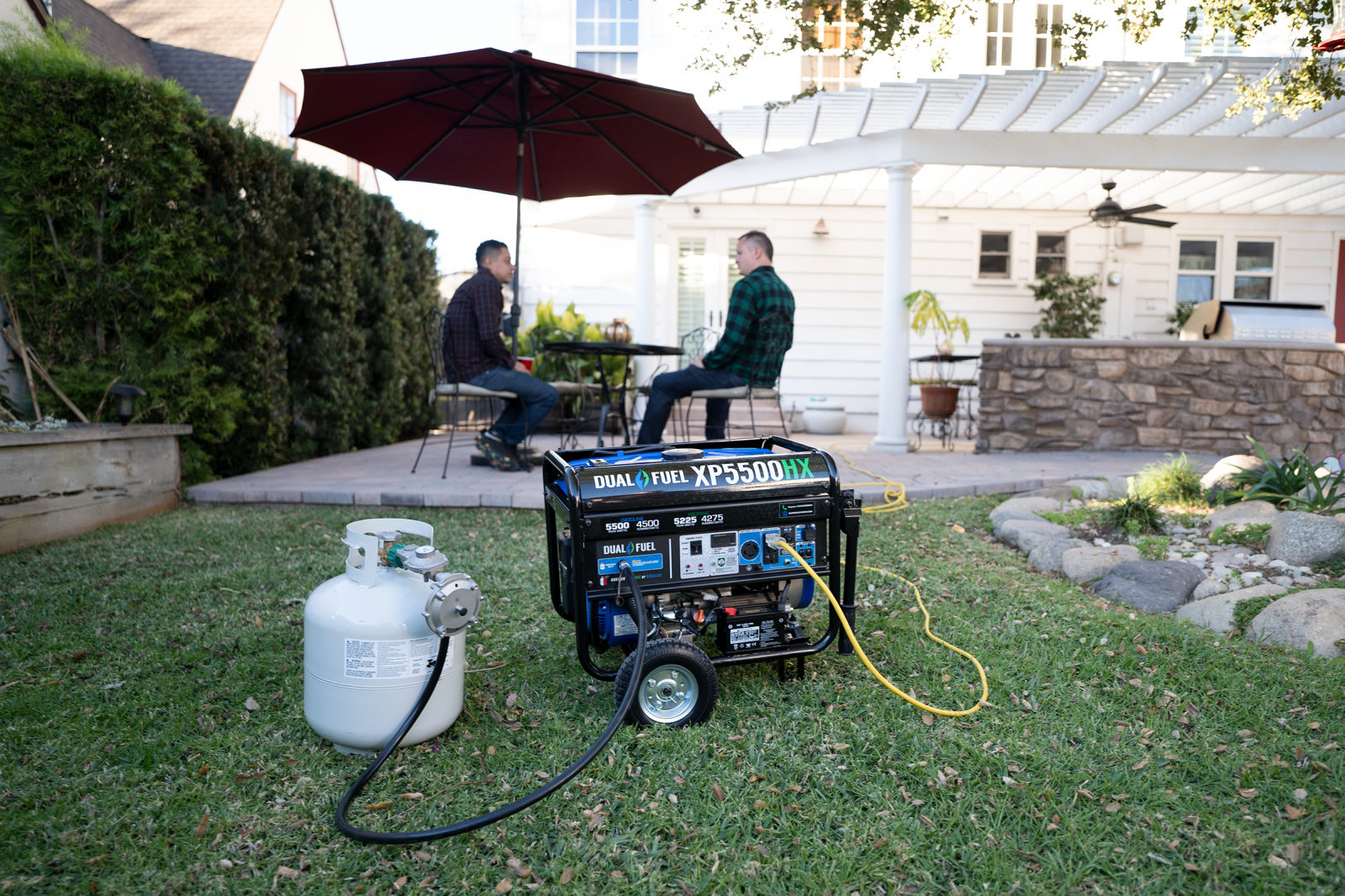 5500W Dual Fuel Portable Generator with CO Alert - Gas & Propane Powered for Camping, RV, Home Backup & Emergency Power