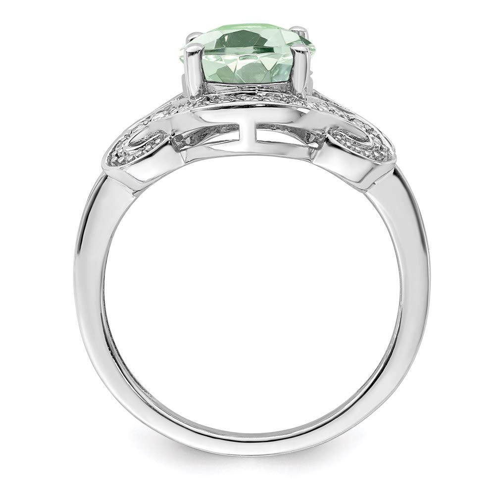 925 Sterling Silver Diamond & Oval Green Quartz Ring for Women - Elegant Fine Jewelry Gift for Her - Perfect for Weddings, Anniversaries & Special Occasions