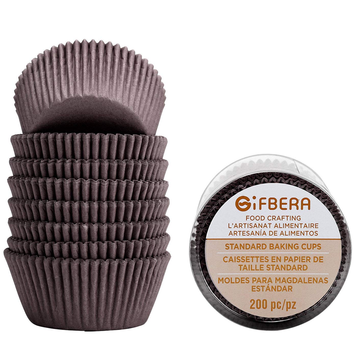 Gifbera Swedish Paper Baking Cups - 200 Count Brown Coffee Color Cupcake Liners | Standard Size for Muffins, Cupcakes & Party Desserts - Perfect for Home Baking, Birthday Parties & Holiday Treats