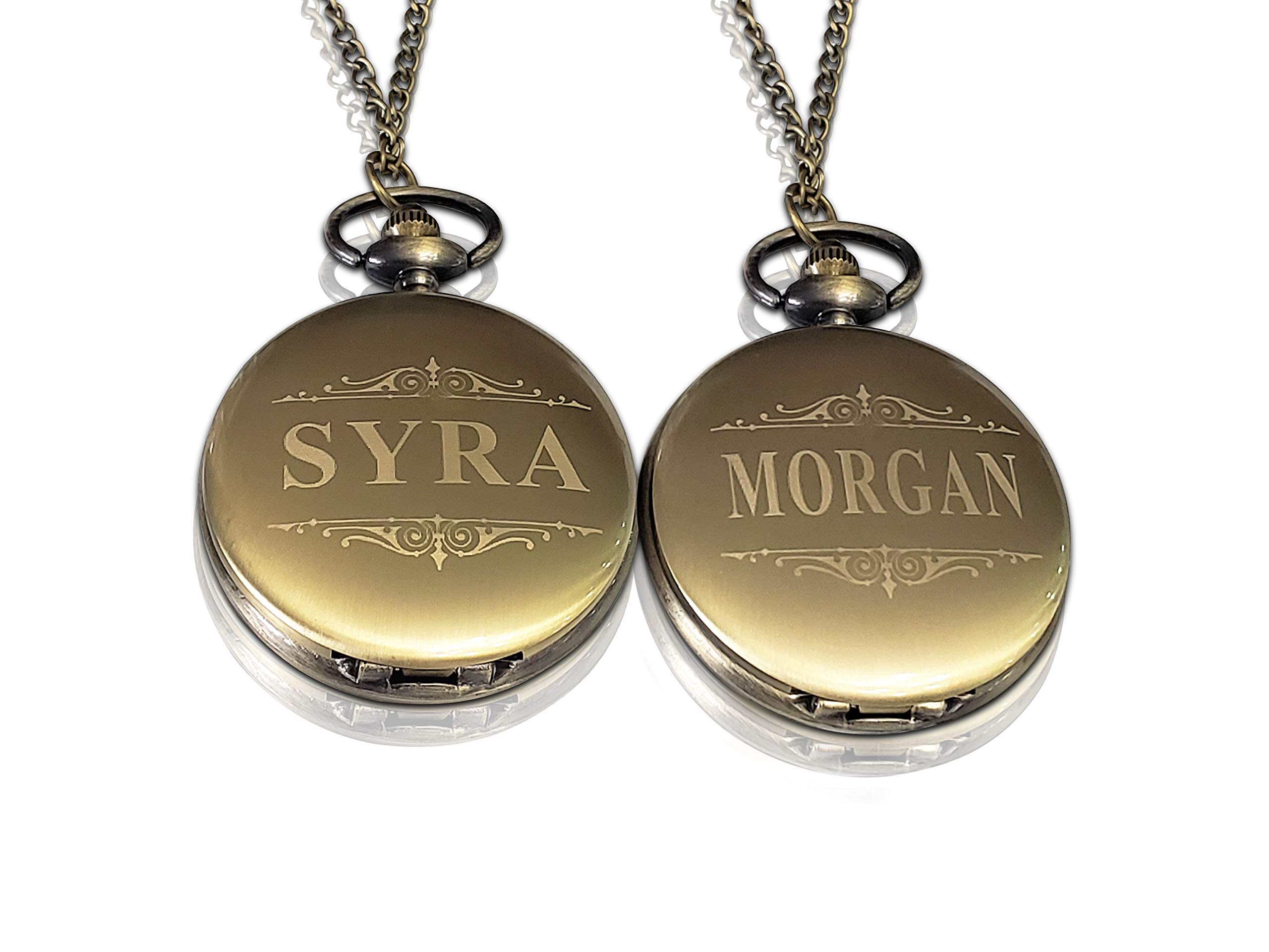 7 Engraved Pocket Watches for Groomsmen - Premium Wedding Gift Set with Chain, Box & Custom Engraving - 5 Color Options - His & Her Couples Gift - Perfect for Anniversaries, Engagements & Special Occasions