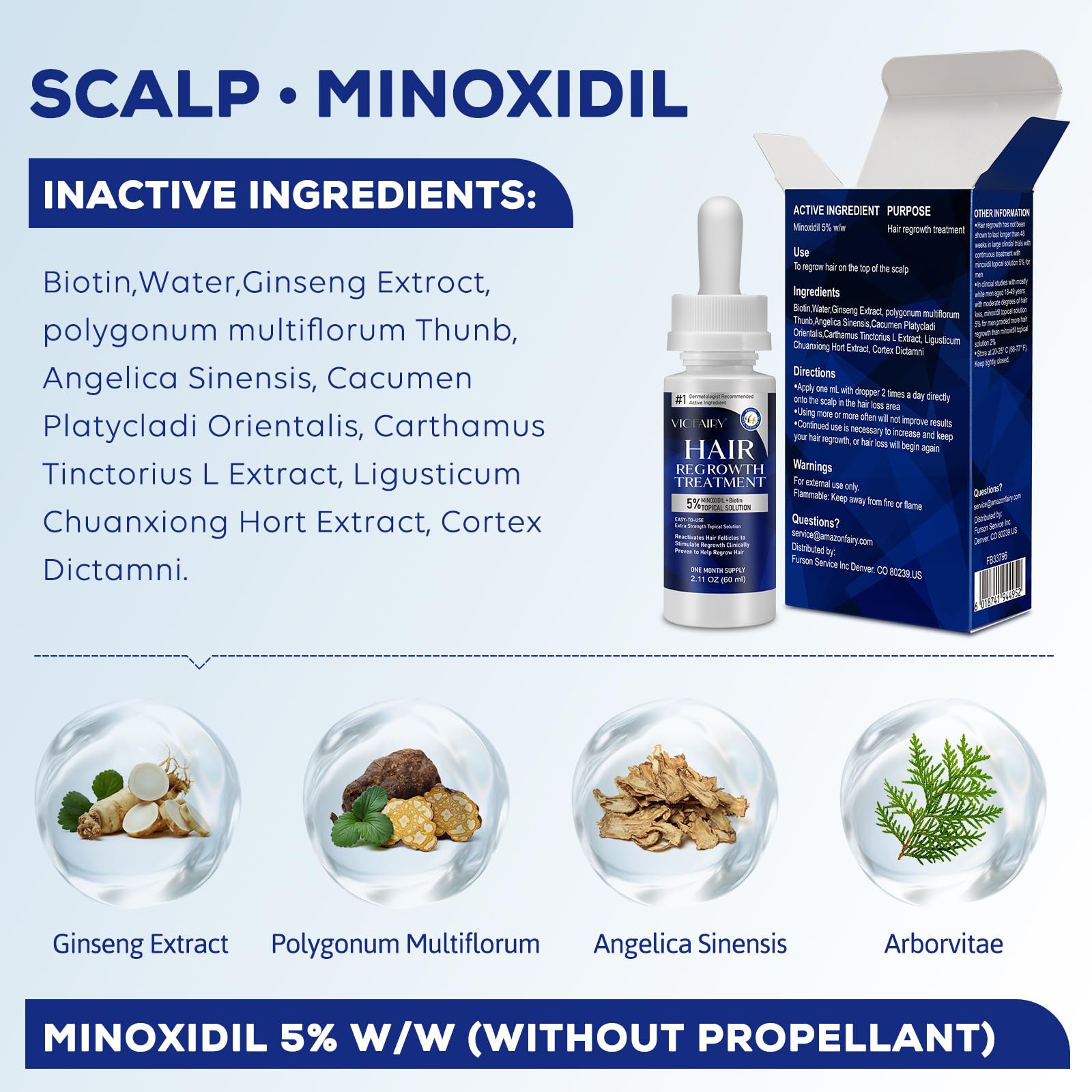 5% Minoxidil for Men & Women - Hair Growth & Beard Growth Treatment - Combat Thinning Hair & Hereditary Hair Loss - Effective for Hair Regrowth & Thicker Hair - Perfect for Daily Use at Home or Salon