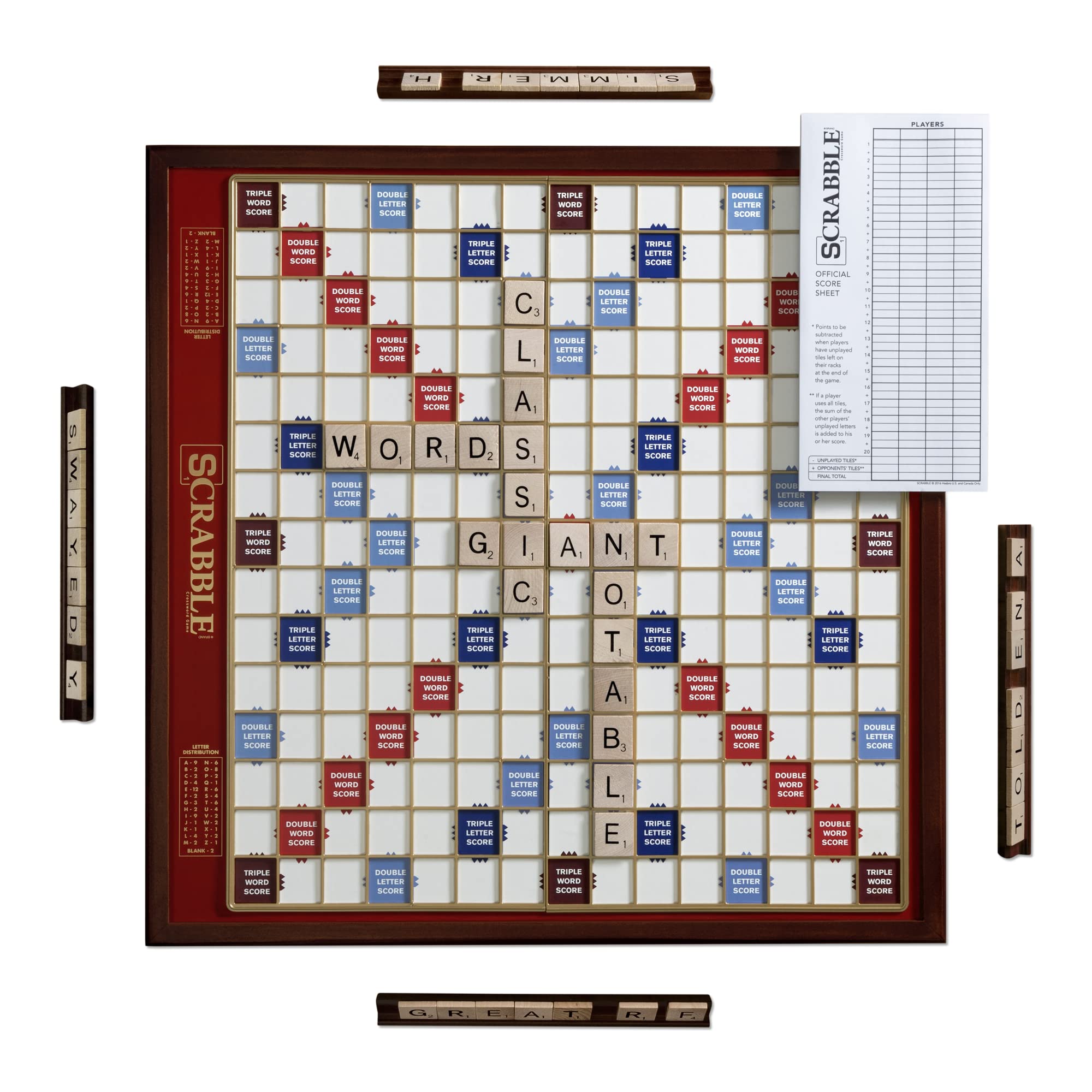 Scrabble Giant Deluxe Edition - Rotating Wooden Board Game for Family Game Night