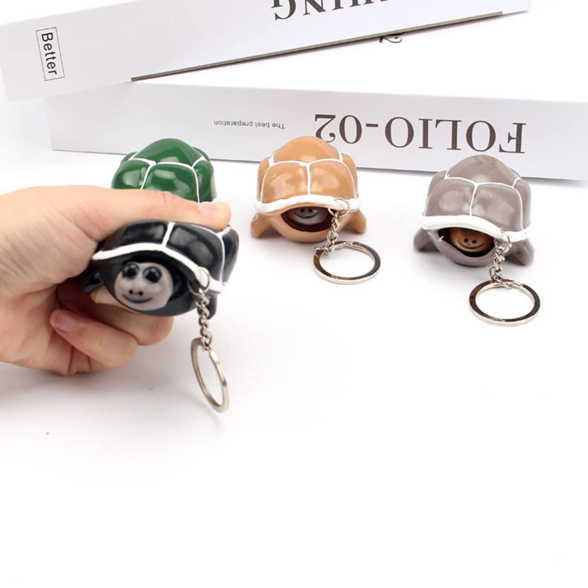 2-Pack Stretchy Turtle Keychain Fidget Toys - Silicone Stress Relief & Anxiety Relief Sensory Toys for Adults & Kids - Random 4 Colors - Perfect for Office, Travel & ADHD Focus Aid