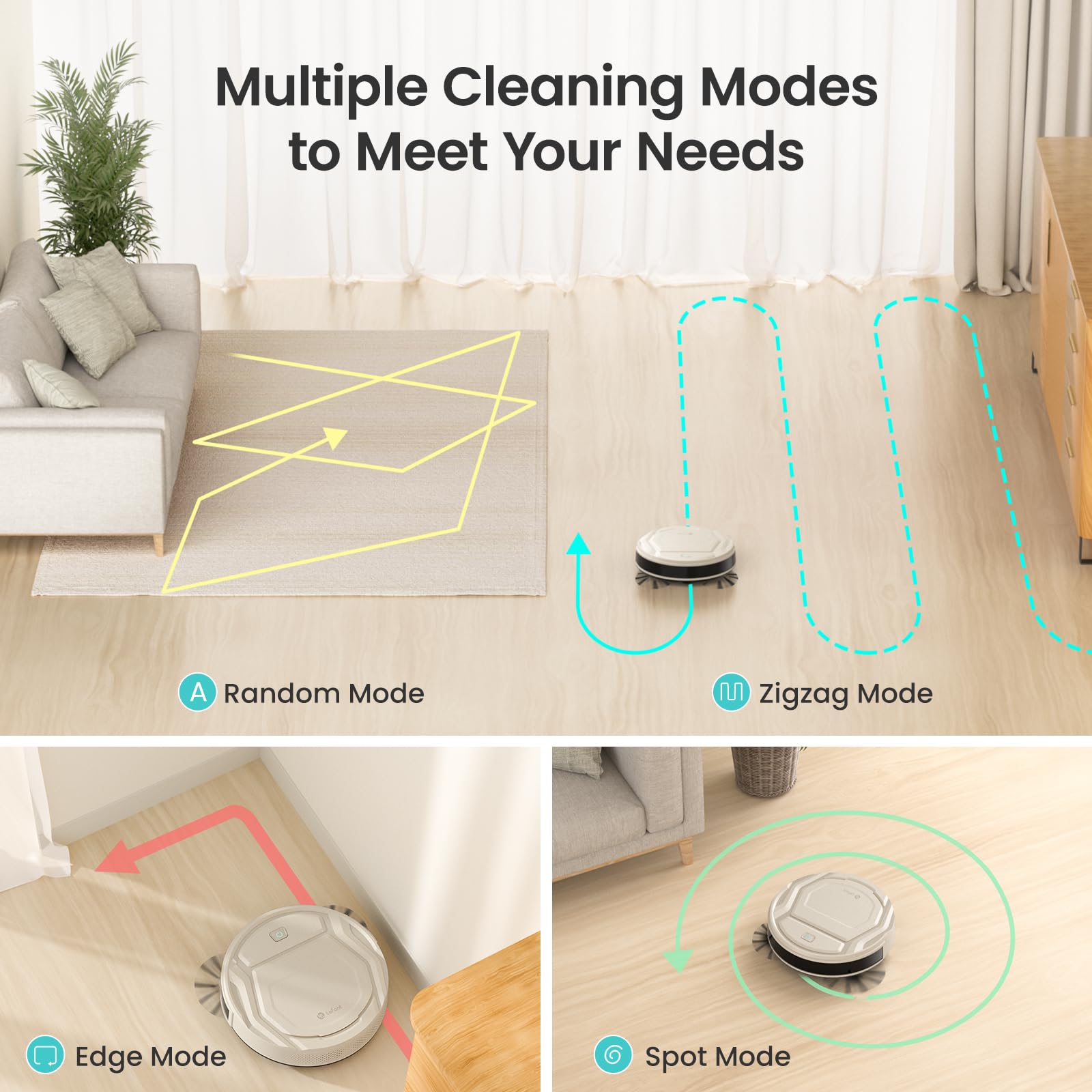 Lefant M210 Pro Robot Vacuum Cleaner - 2200Pa Strong Suction, Tangle-Free, Slim & Quiet Design, Self-Charging, Wi-Fi/APP & Alexa Compatible - Perfect for Pet Hair, Hardwood Floors, Carpets - Ideal for Home, Office, and Pet Owners