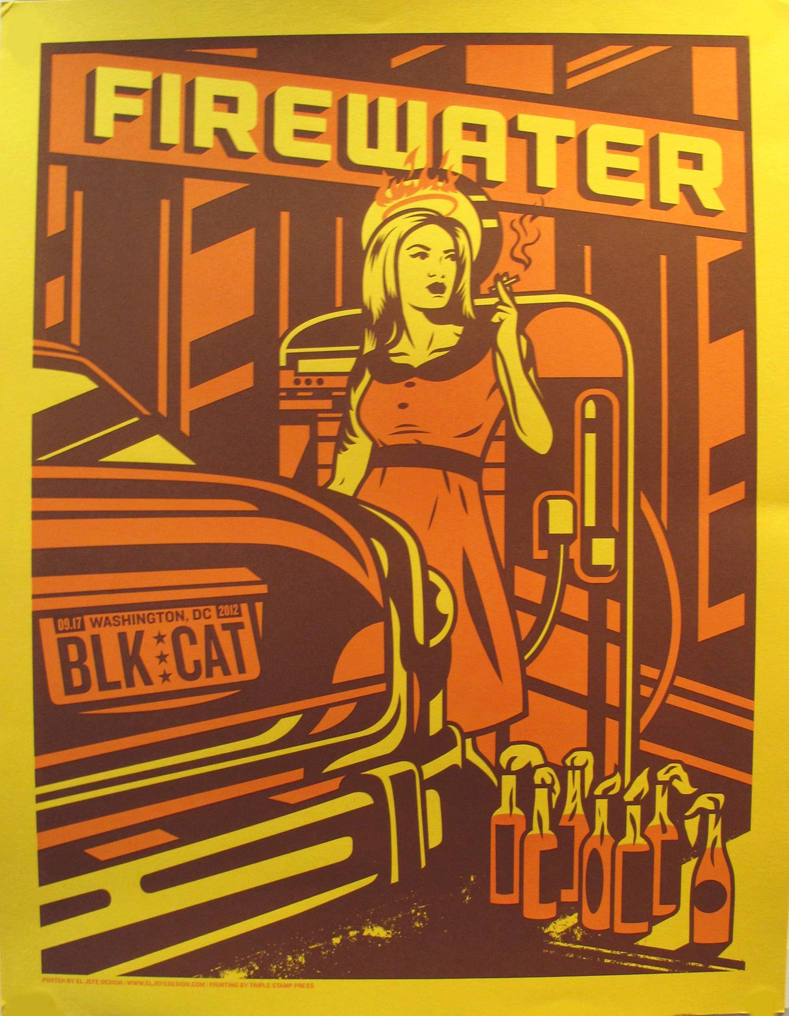 Vintage 2012 American El Jefe Concert Poster - Firewater Band Limited Edition Collectible for Music Fans & Home Decor