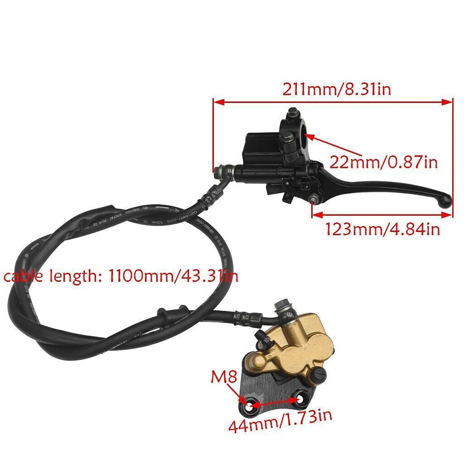 630mm 45/48mm Front Fork End with 60/100-14 Tire Rim Brake for Monkey Dirt Bike & Razor Scooter - Perfect for Off-Roading, Trail Riding and Urban Commuting