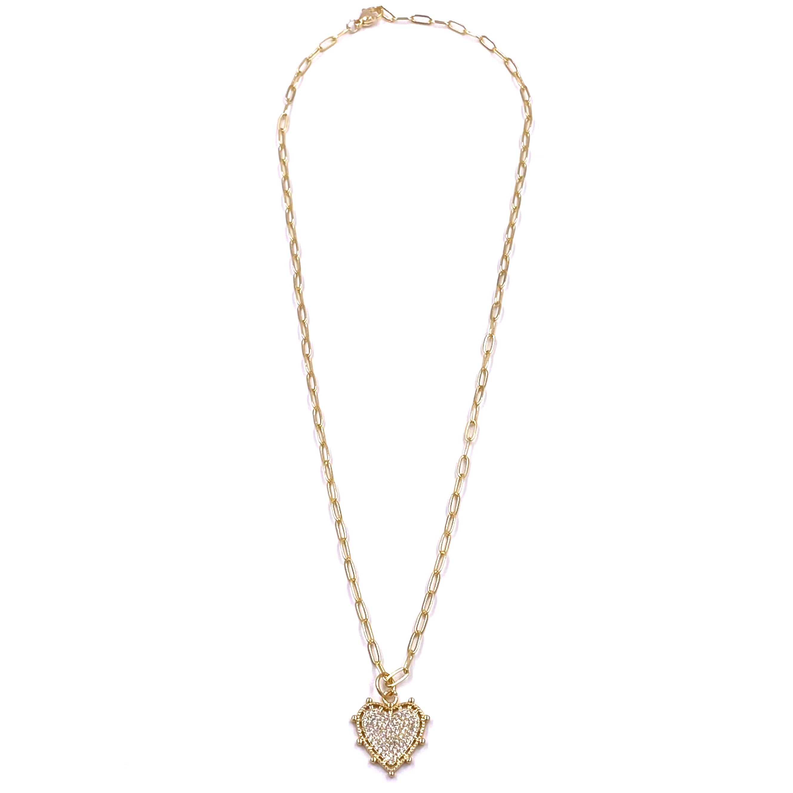 Ashley Gold Stainless Steel Gold Plated Small CZ Heart Charm Necklace for Women - Elegant Cubic Zirconia Pendant Jewelry Gift for Valentine's Day, Anniversary & Special Occasions