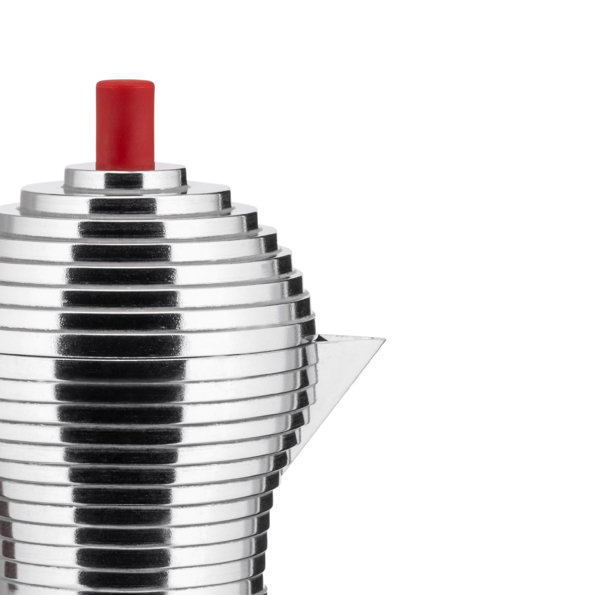 Alessi MDL02/6 R Pulcina Stove Top Espresso Maker - 6 Cup Aluminum Moka Pot with Cast Handle & Knob - Perfect for Home, Office & Camping Coffee Brewing