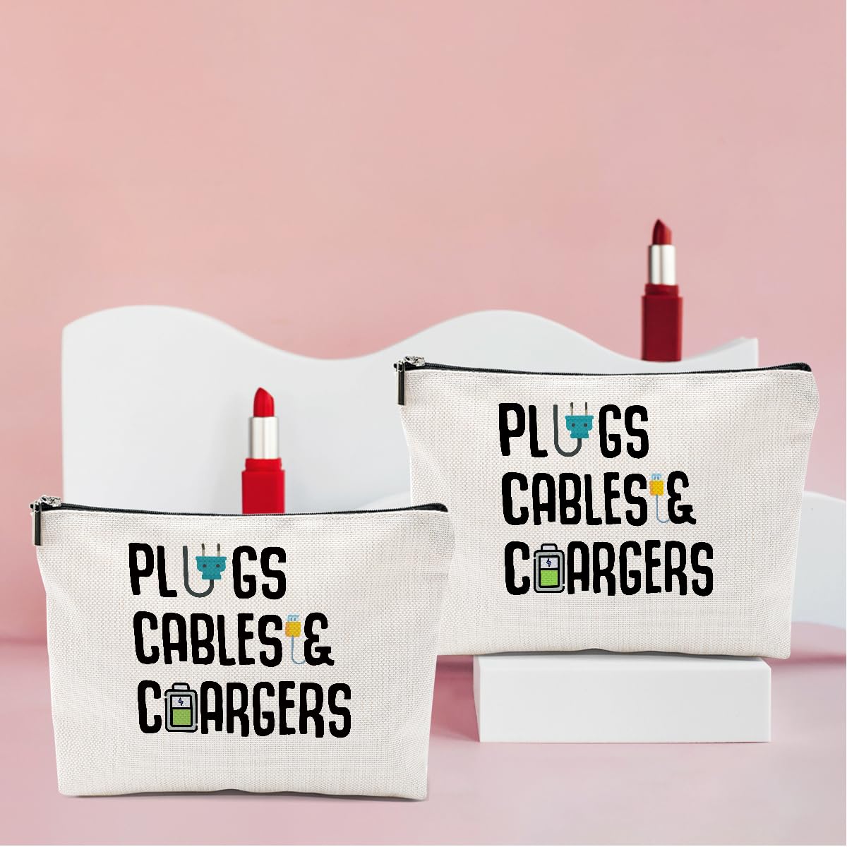 2-Pack Cable Organizer Bag - Waterproof Travel Makeup & Charger Storage Pouch for Electronics Accessories - Perfect for Women's Christmas/Birthday Gifts (Zipper Closure) - Ideal for Travel, Office & Home Organization