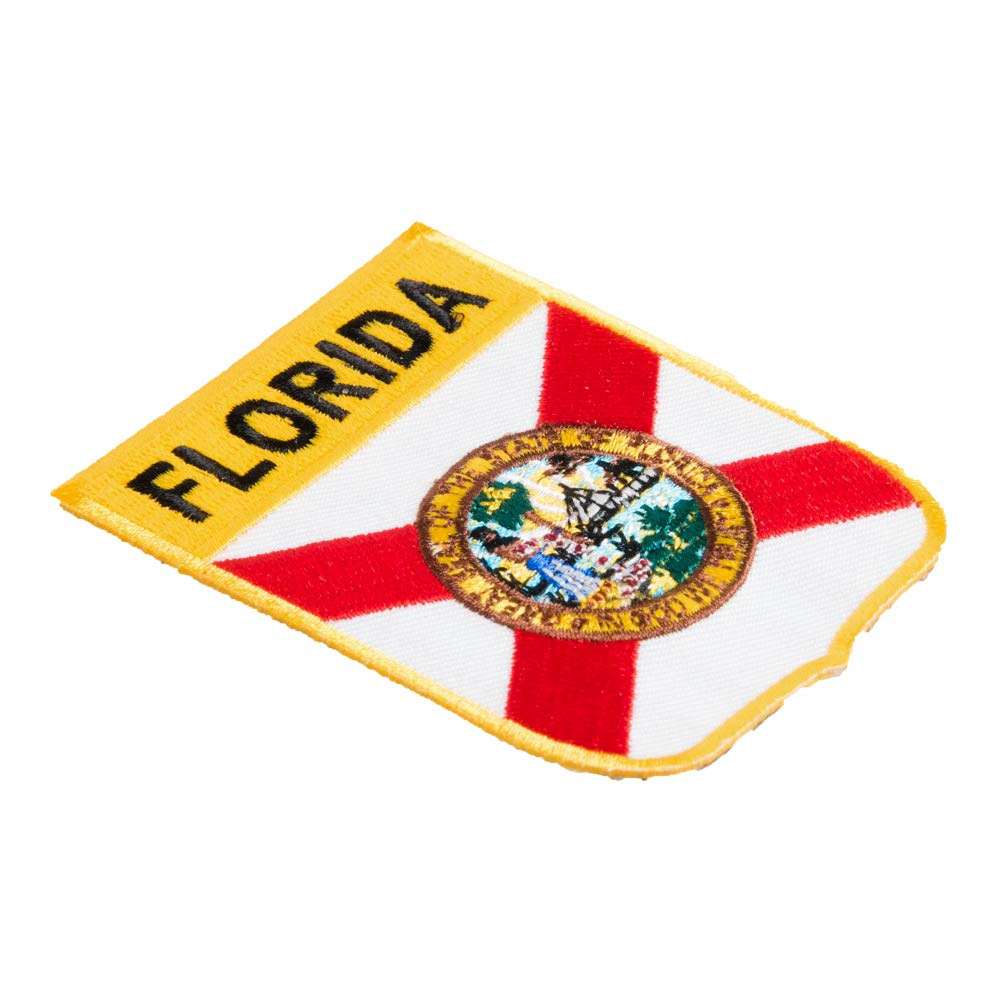 Florida State Flag Shield Patch - USA Embroidered Iron-On Patch for Jackets, Hats & Bags | Perfect for DIY Crafts, Military Uniforms & Patriotic Gifts
