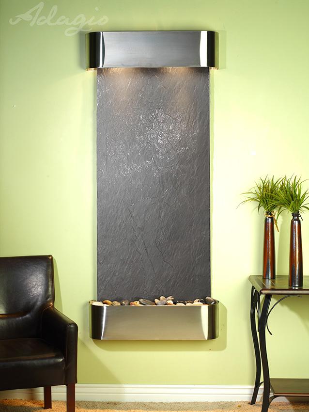 ADAGIO Inspiration Falls Round Stainless Steel Black Featherstone Water Fountain - IFR2011 Outdoor Garden Decor for Patio, Yard & Landscape Design
