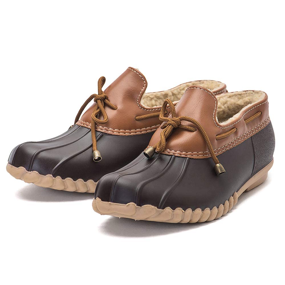 DKSUKO Women's Waterproof Snow Loafers Slip On Flat Duck Shoes - Warm Winter Boots for Women, Comfortable Non-Slip Casual Shoes for Snowy Days, Outdoor Walking and Daily Wear