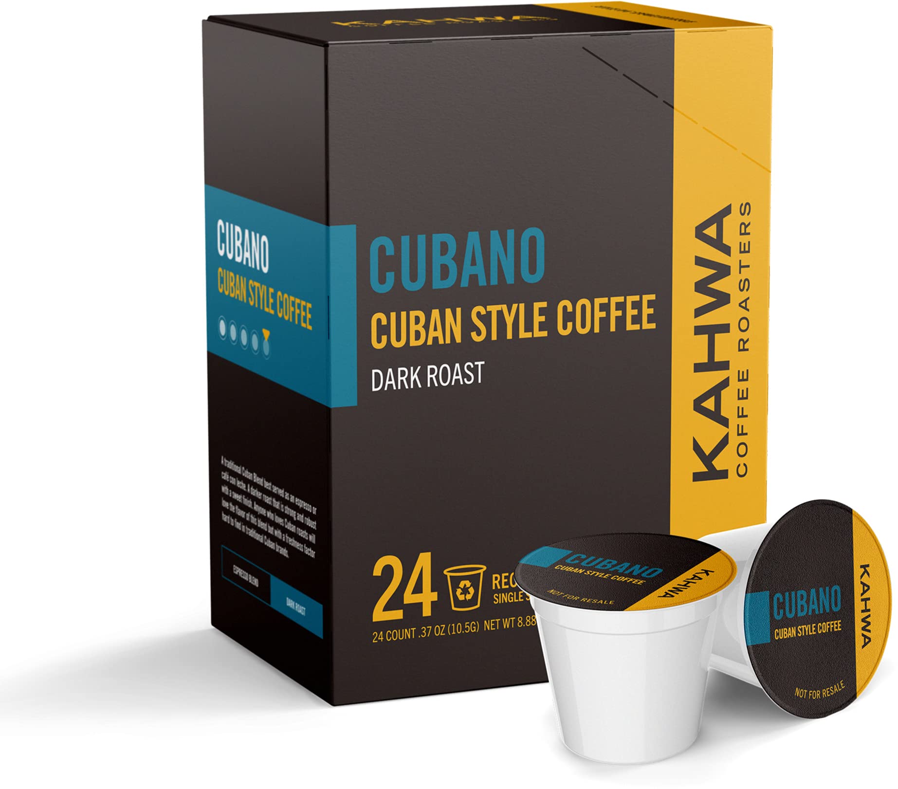 Kahwa Coffee Cubano - Dark Roast Cuban Coffee Pods (24 Count) | Single-Serve K-Cups Compatible with Keurig Brewers | Perfect for Home, Office & Breakfast