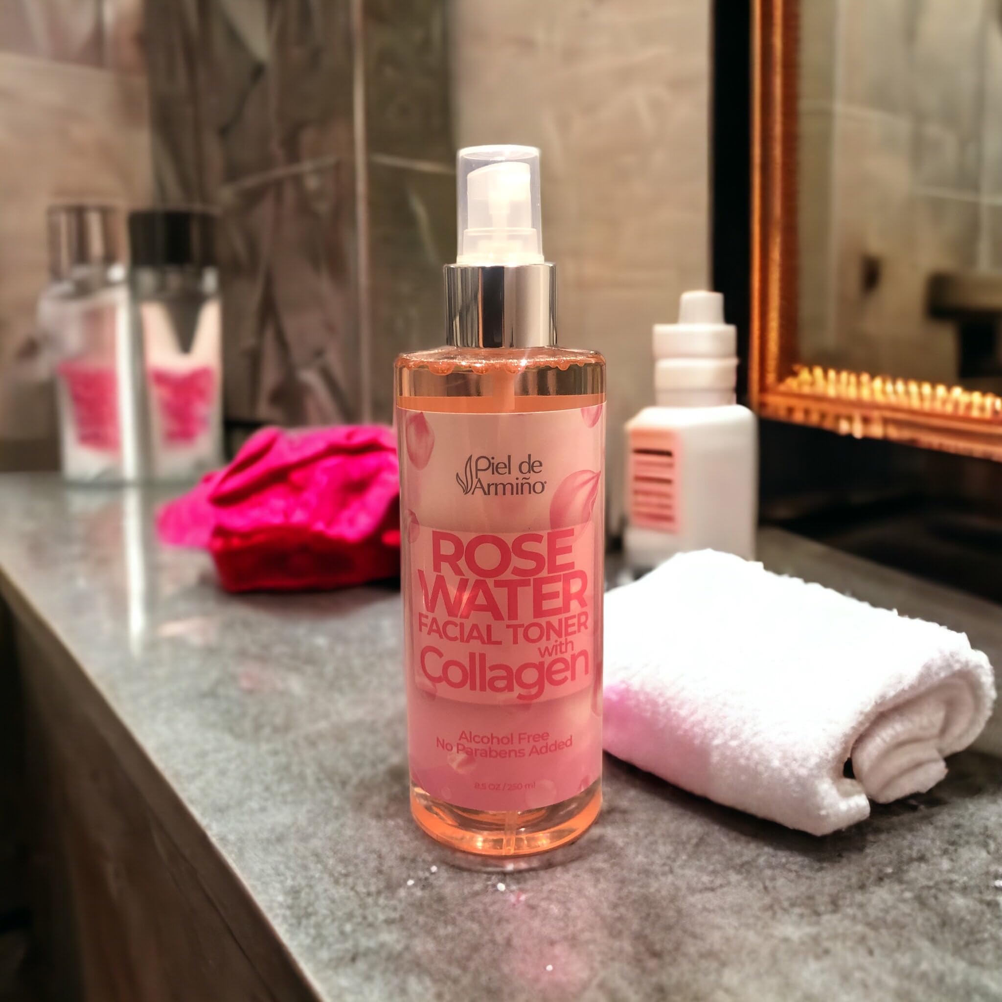 Organic Rose Water Face Mist with Collagen - Hydrating Facial Toner & Anti-Aging Beauty Spray - Pure Rosewater for Skin Care - Perfect for Daily Hydration, Makeup Setting & Post-Workout Refresh