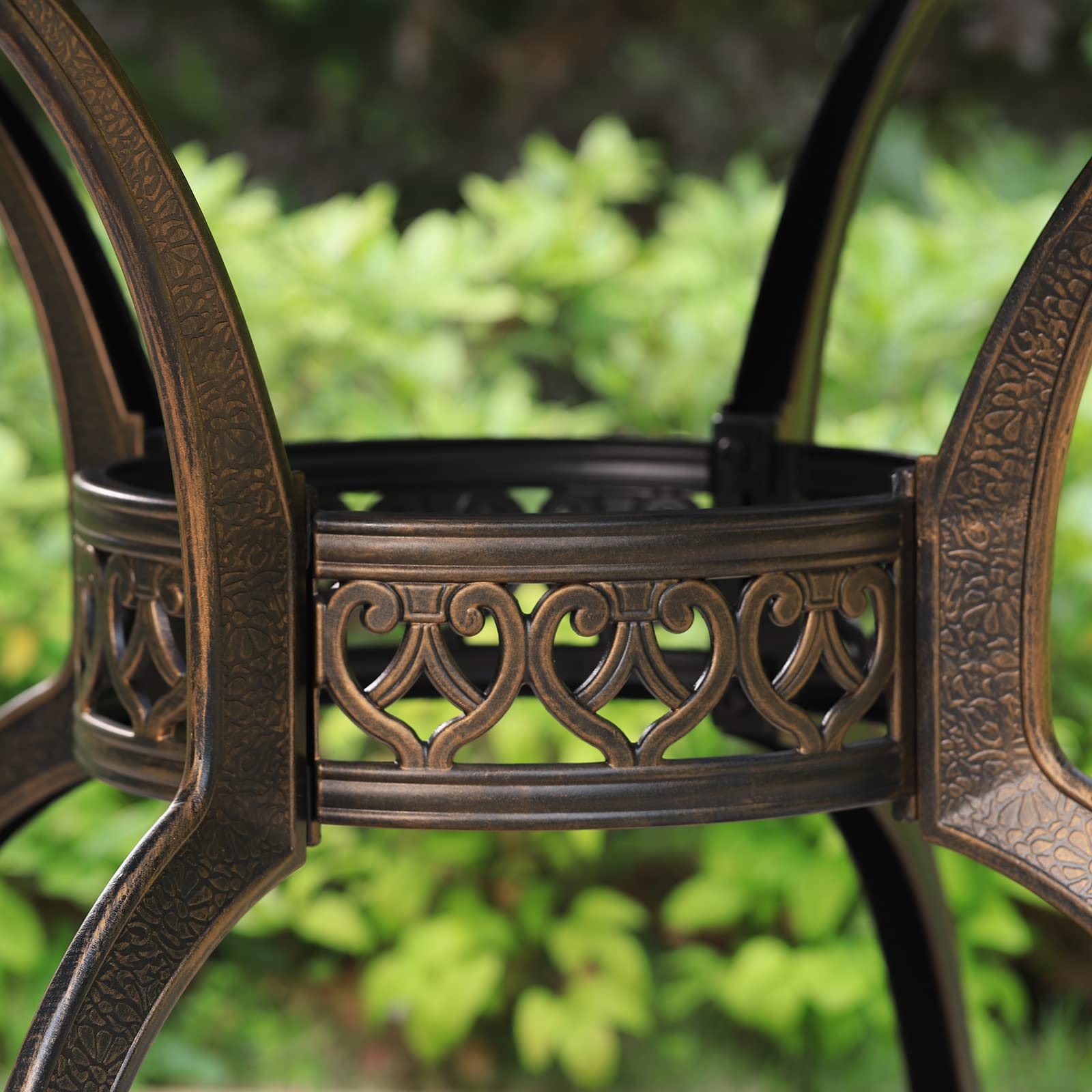Premium Bronze Round Cast Aluminum Patio Dining Table - 39