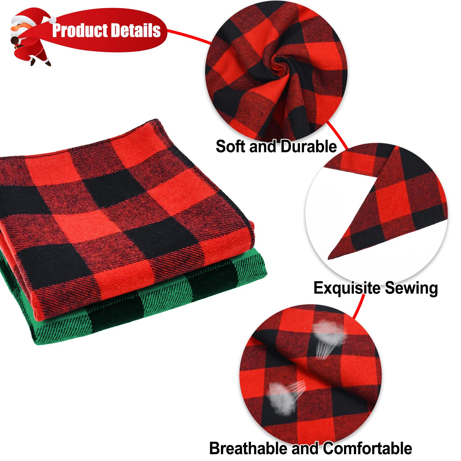 Malier 2 Pack Christmas Dog Bandanas - Classic Buffalo Red Plaid Pet Scarf for Small to XL Dogs | Holiday Pet Costume Accessories for Boys & Girls | Perfect for Christmas Photos & Festive Gatherings