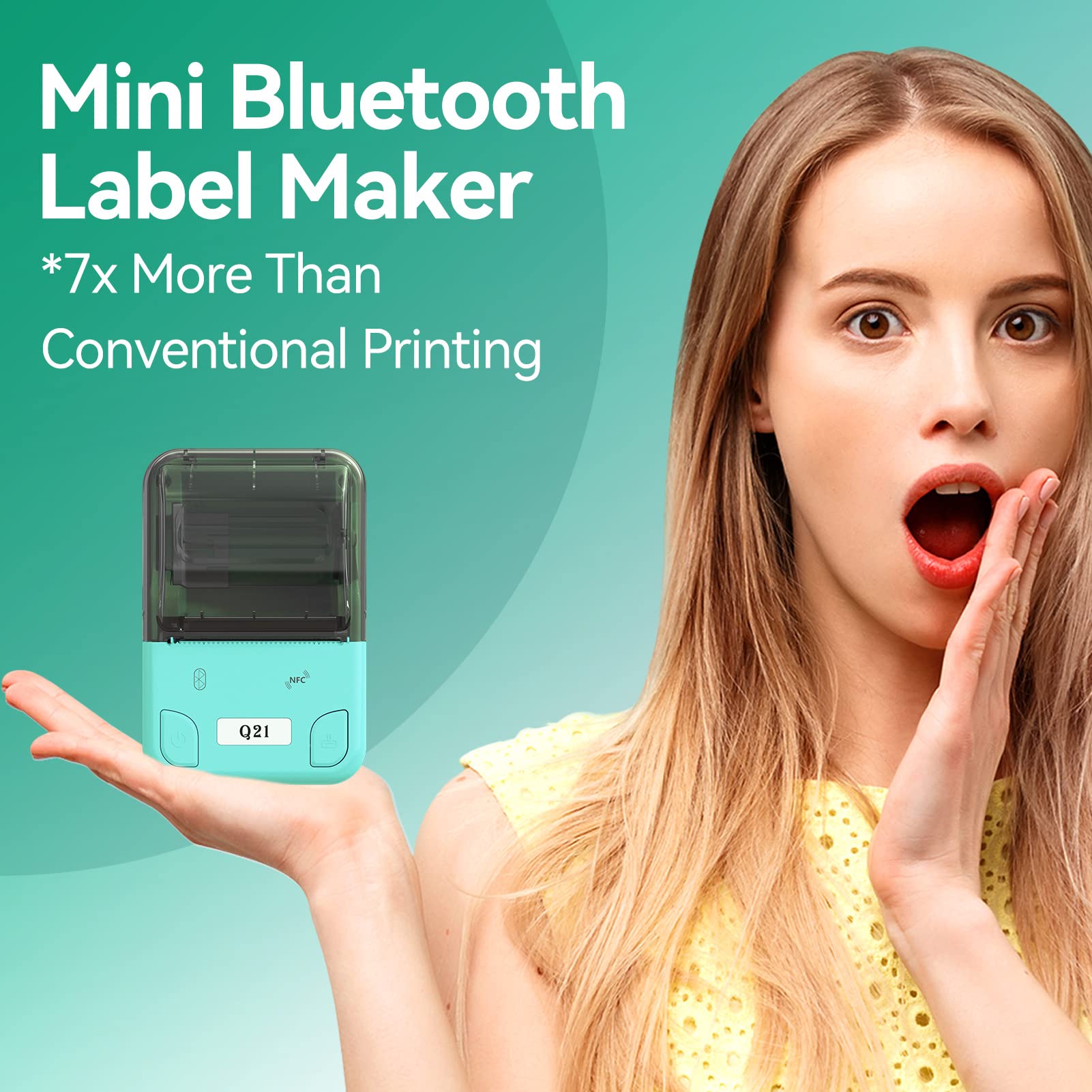 Q21 Bluetooth Label Maker Machine for Home & Office - Compatible with iOS & Android, Handheld Sticker Printer with 1.57