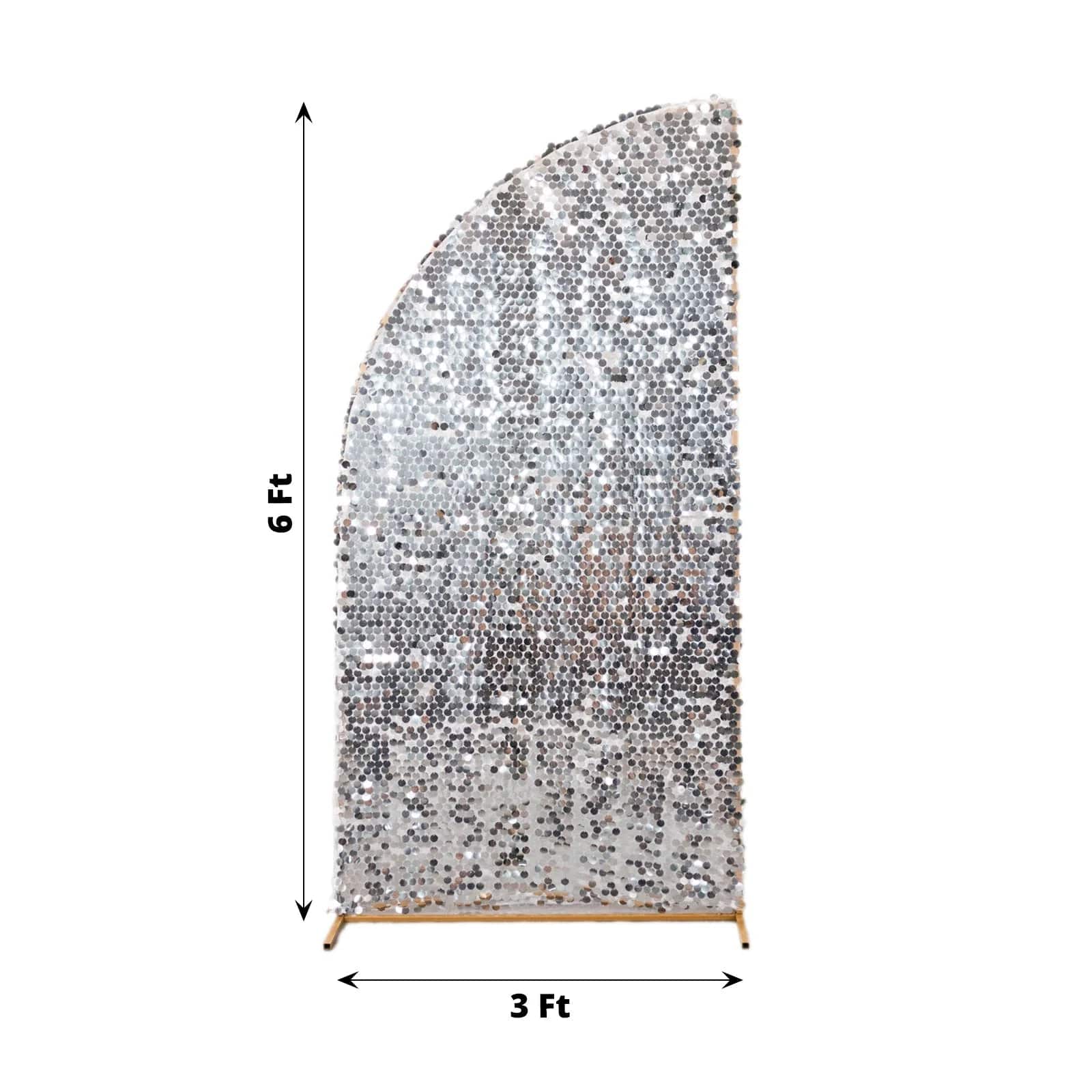 Double Sided Big Payette Sequin Half Moon Wedding Arch Backdrop Stand Cover - Elegant Wedding Decor for Ceremonies, Receptions & Photo Booths