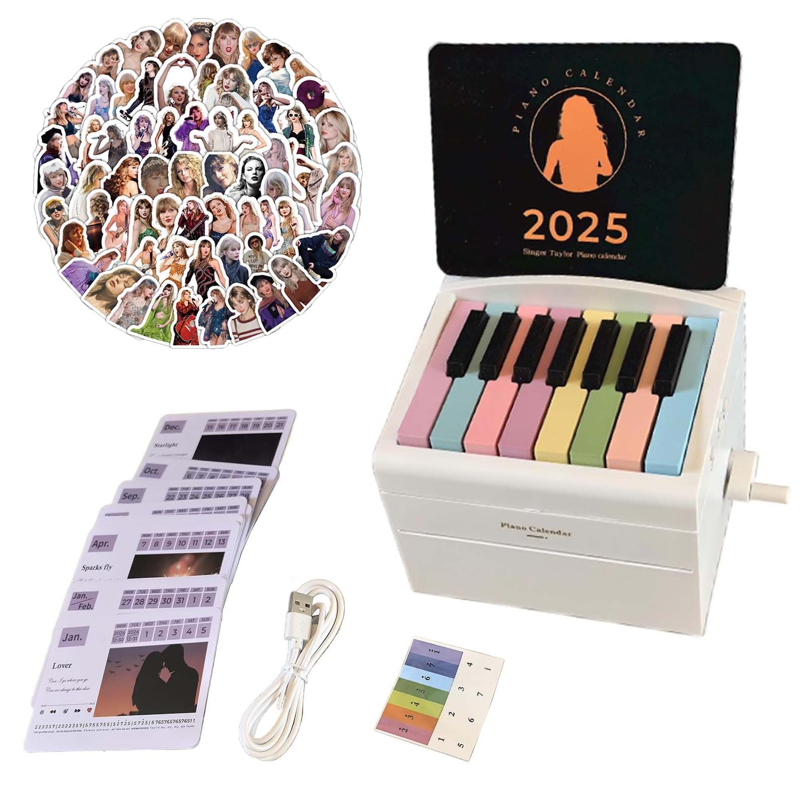 Taylor Swift 2025 Piano Wall Calendar with 103pcs Stickers - Premium Music-Themed Planner for Swifties | Perfect for Bedroom Decor, Office Organization & Gift for Taylor Swift Fans