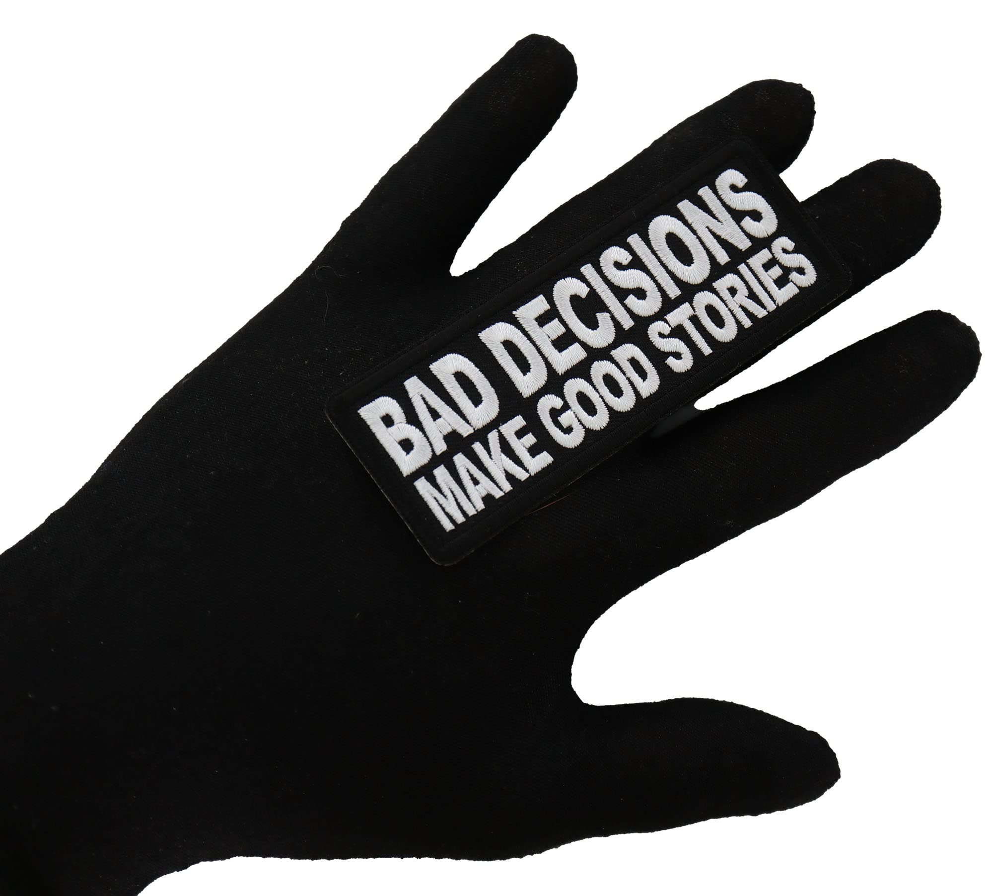 Bad Decisions Make Good Stories Iron On Patch - Funny Saying Embroidered Patch for Jackets, Hats & Backpacks - Cool DIY Sew On Applique for Denim, Jeans & Bags