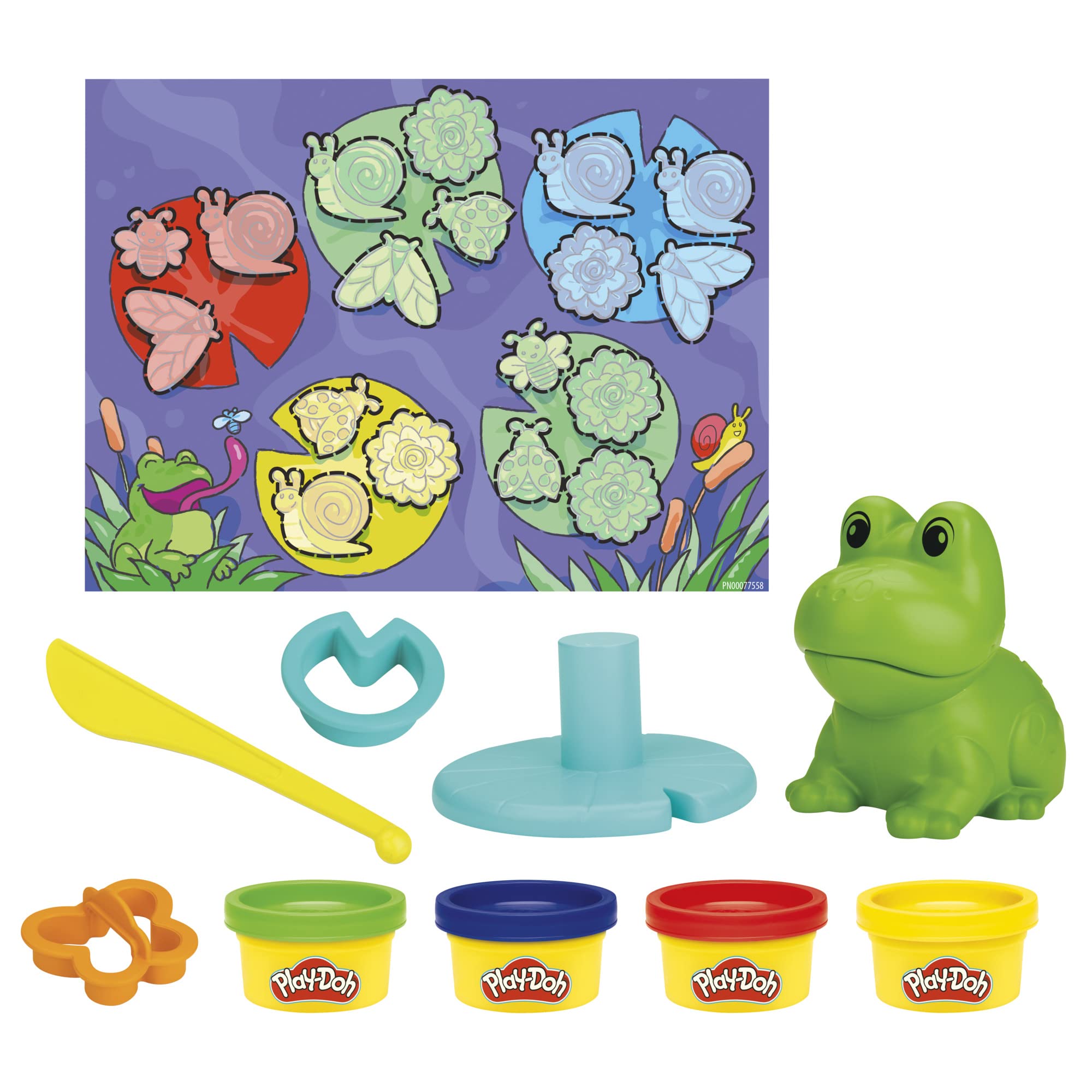 Play-Doh Frog ‘n Colors Starter Set - 4 Non-Toxic Modeling Clay Colors & Playmat, Fun Frog Toy Playset for Kids Ages 3+ | Easter Gifts, Preschool Learning Toys, Creative Arts & Crafts Activity | Perfect for Birthday Parties, Classroom Activities & Sensory Play