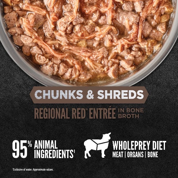 Orijen Regional Red Chunks & Shreds Entrée Canned Cat Food - Grain-Free, High-Protein Wet Cat Food for Adult Cats, 5.5oz - Perfect for Indoor & Outdoor Cats at Mealtime