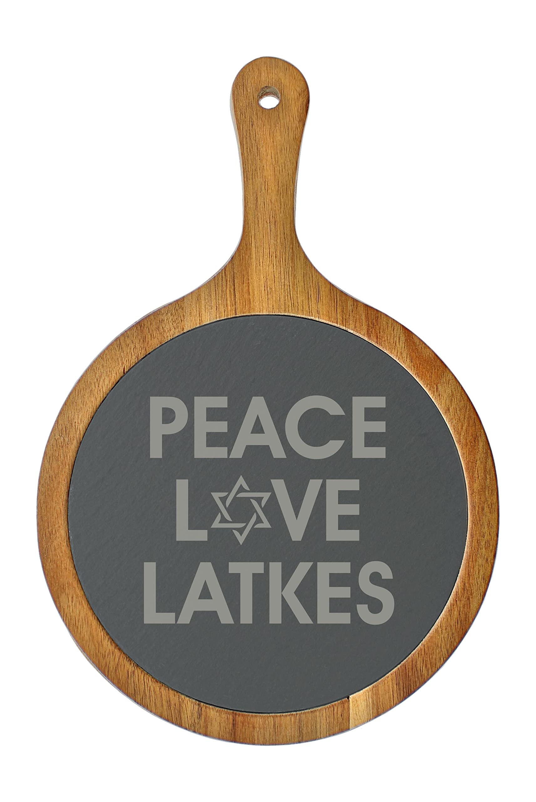 Hanukkah Decorations for Home - Peace Love Latkes Paddle Slate Serving Board - Perfect for Hanukkah Parties, Gift Giving & Holiday Table Settings