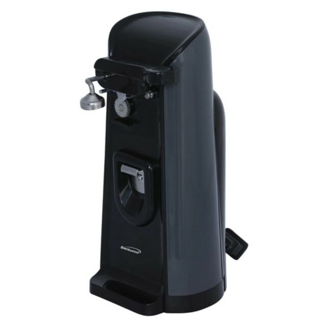 BRENTWOOD J30B Automatic Electric Can Opener with Built-in Knife Sharpener - Black | Hands-Free Operation for Kitchen, Camping & Emergency Preparedness