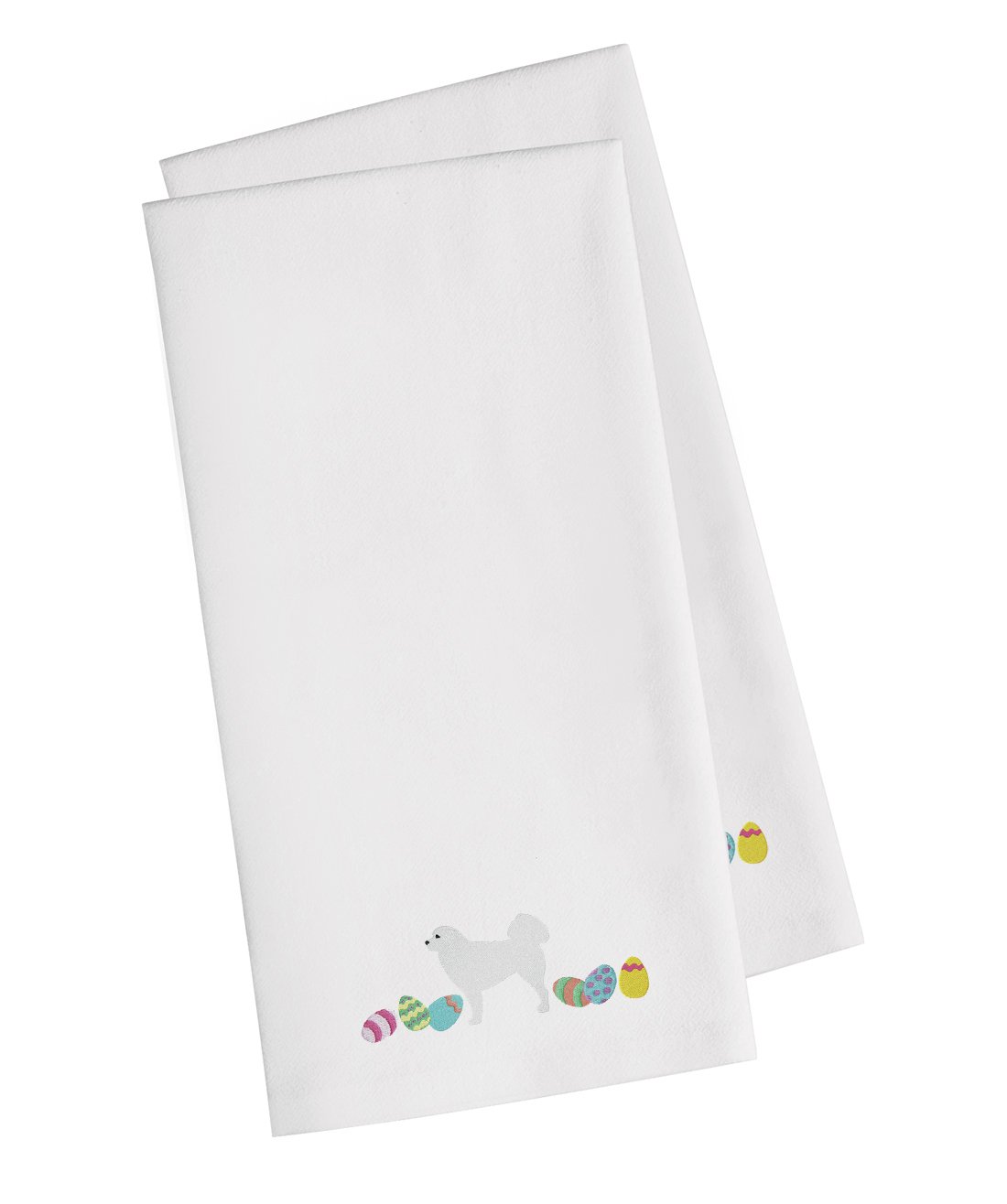 Polish Tatra Sheepdog Easter White Embroidered Towel Set of 2 - Decorative Bathroom & Kitchen Hand Towels (19x25 Inches) for Guests, Face, Tea, Dishes | Perfect for Easter Decor, Farmhouse Style & Gift Giving
