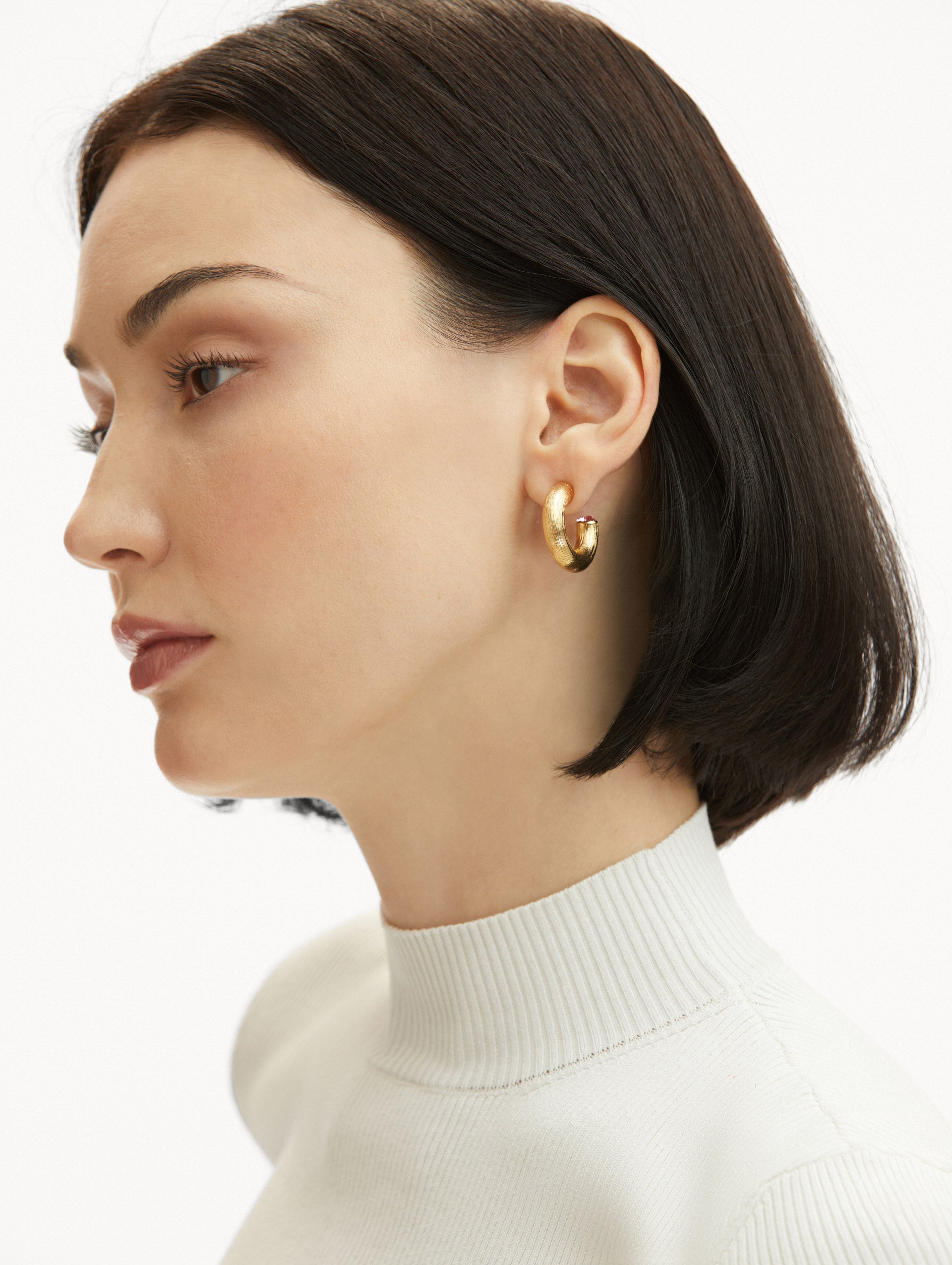 Riga Textured Hoop Earrings for Women - Gold & Silver Boho Chunky Hoops - Trendy Statement Jewelry for Parties, Date Night & Everyday Wear