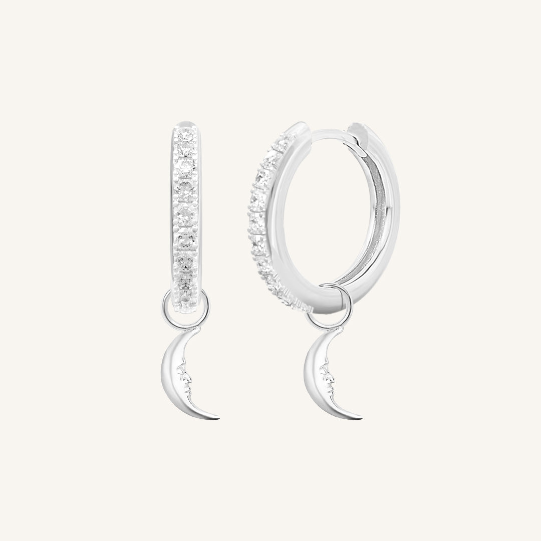 Patience Moon Crystal Hoops - Elegant Sterling Silver Earrings with Moonstone Gemstones | Perfect for Everyday Wear, Date Nights & Special Occasions
