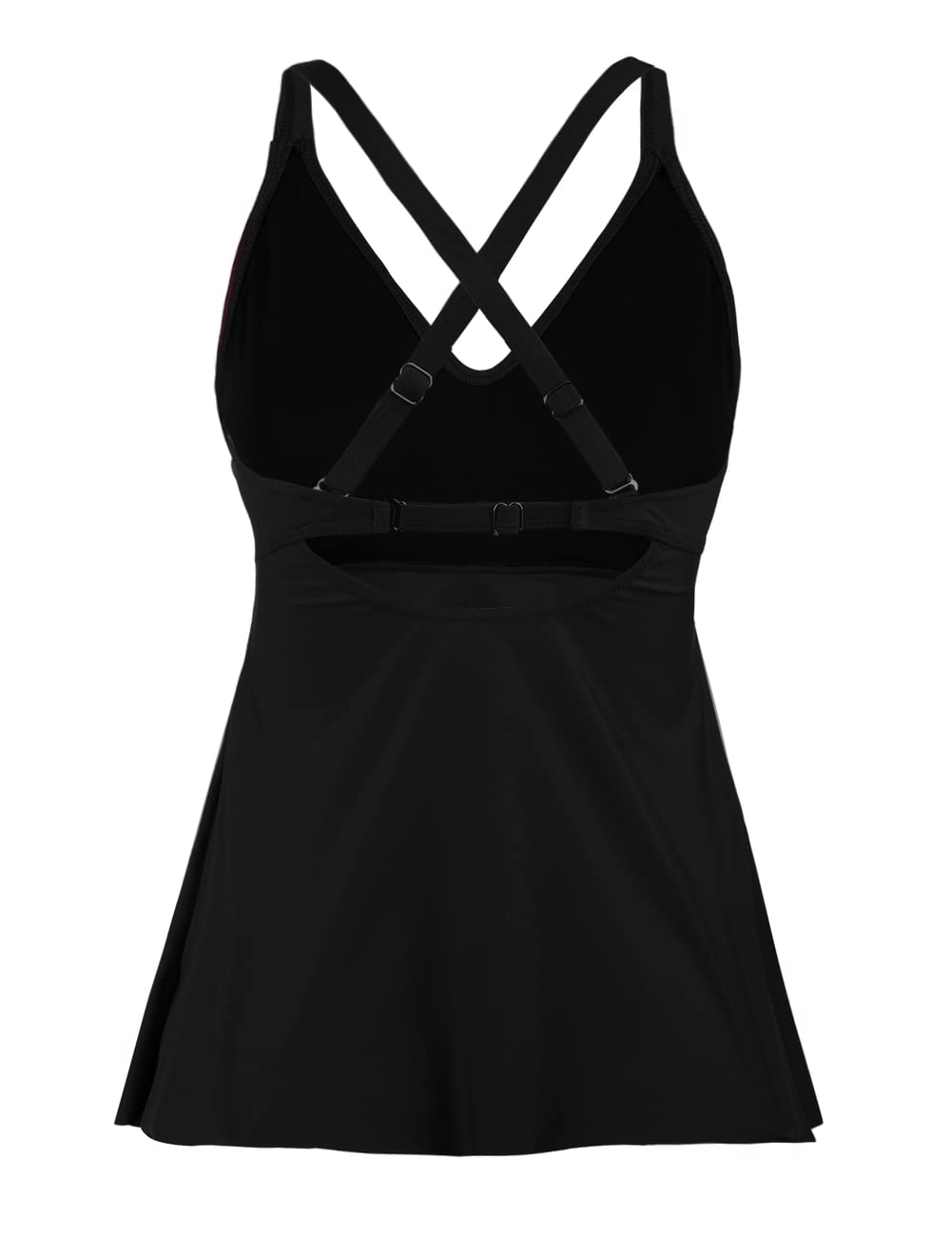 Hilor Women's Tummy Control Twist V Neck Tankini Top - Flowy Swimwear for Women, Bathing Suit for Swimming, Beach & Vacation | Plus Size Swim Top with Slimming Design